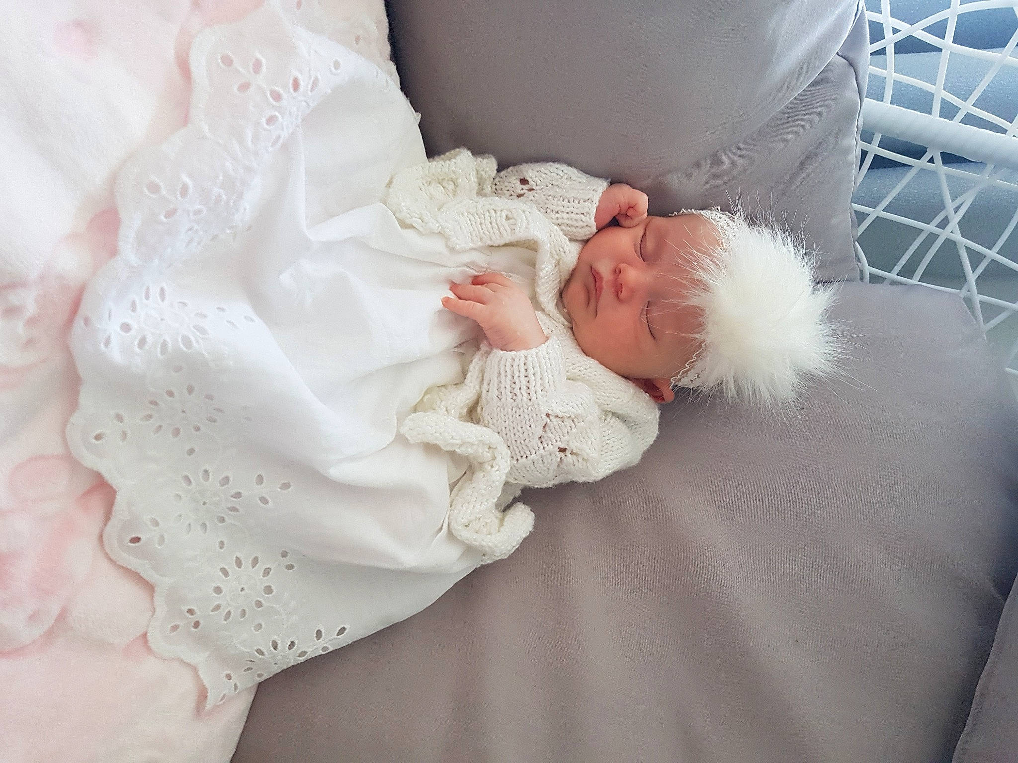 Kiara joined the competition — help win amazing prizes! baby, baby_sleeping, bedding, child, dress, fur, joint, lace, person, photograph, photography, pink, room, shoulder, skin, sleep, textile, toddler, white
