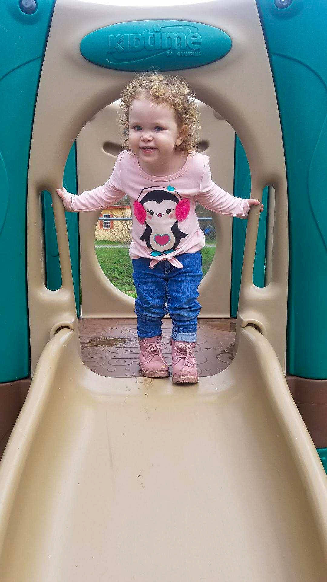 Alora joined the competition — help win amazing prizes! car, child, fun, games, joy, leisure, outdoor_play_equipment, person, play, playground, playground_slide, public_space, recreation, toddler, vacation, vehicle