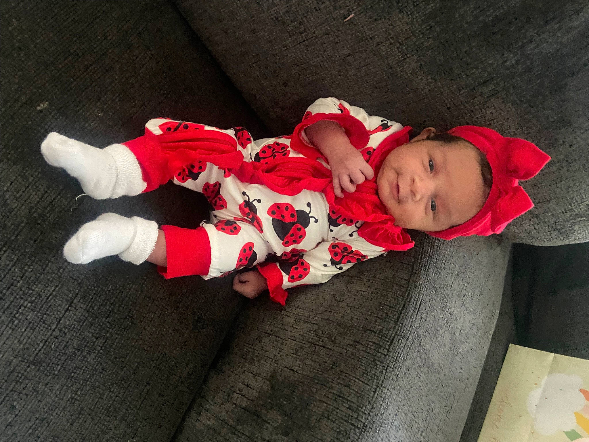 Mikalina joined the competition — help win amazing prizes! baby, baby_products, baby_toddler_clothing, carmine, child, comfort, fictional_character, flooring, hat, headwear, human_body, lap, linens, pattern, person, product, room, sitting, sleeve, sock