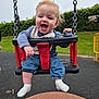 Jaxon is registered to the contest to win money with this photo: baby, child, swing, playground, happy, laughing, denim_overalls, socks, grass, chains, outdoor, fun, joy, toddler, smiling, park, play, greenery, person, daylight