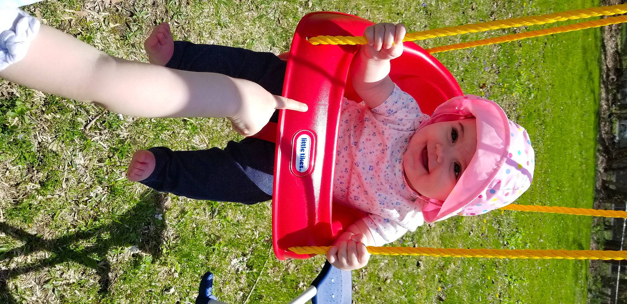 Kamryn is registered to the contest to win money with this photo: grass, headwear, joy, person, pink