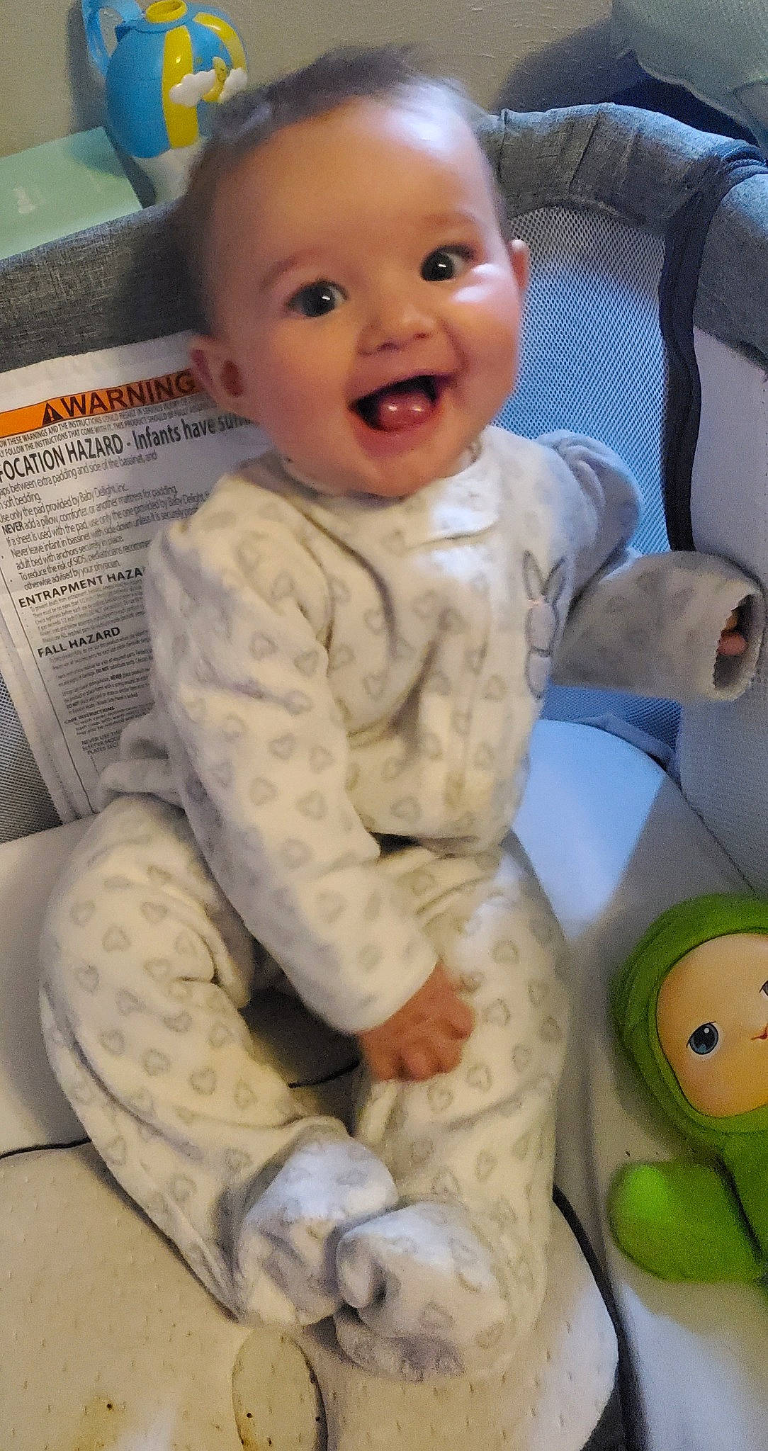 Shylah joined the competition — help win amazing prizes! baby, baby_products, baby_safety, baby_toddler_clothing, baby_toys, chair, cheek, child, comfort, facial_expression, happy, linens, nose, organ, person, sitting, skin, sleeve, smile, toddler