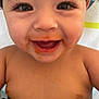 baby, cheeks, child, closeup, cute, expression, eyes, face, food, happy, human, innocence, messy, mouth, person, playful, portrait, skin, smile, young