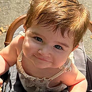 Andrea joined the competition — help win amazing prizes! baby, child, smiling, face, hair, stroller, outdoor, sunlight, skin, happy, portrait, sitting, infant, cute, young, person, daylight, clothing, expression, nature