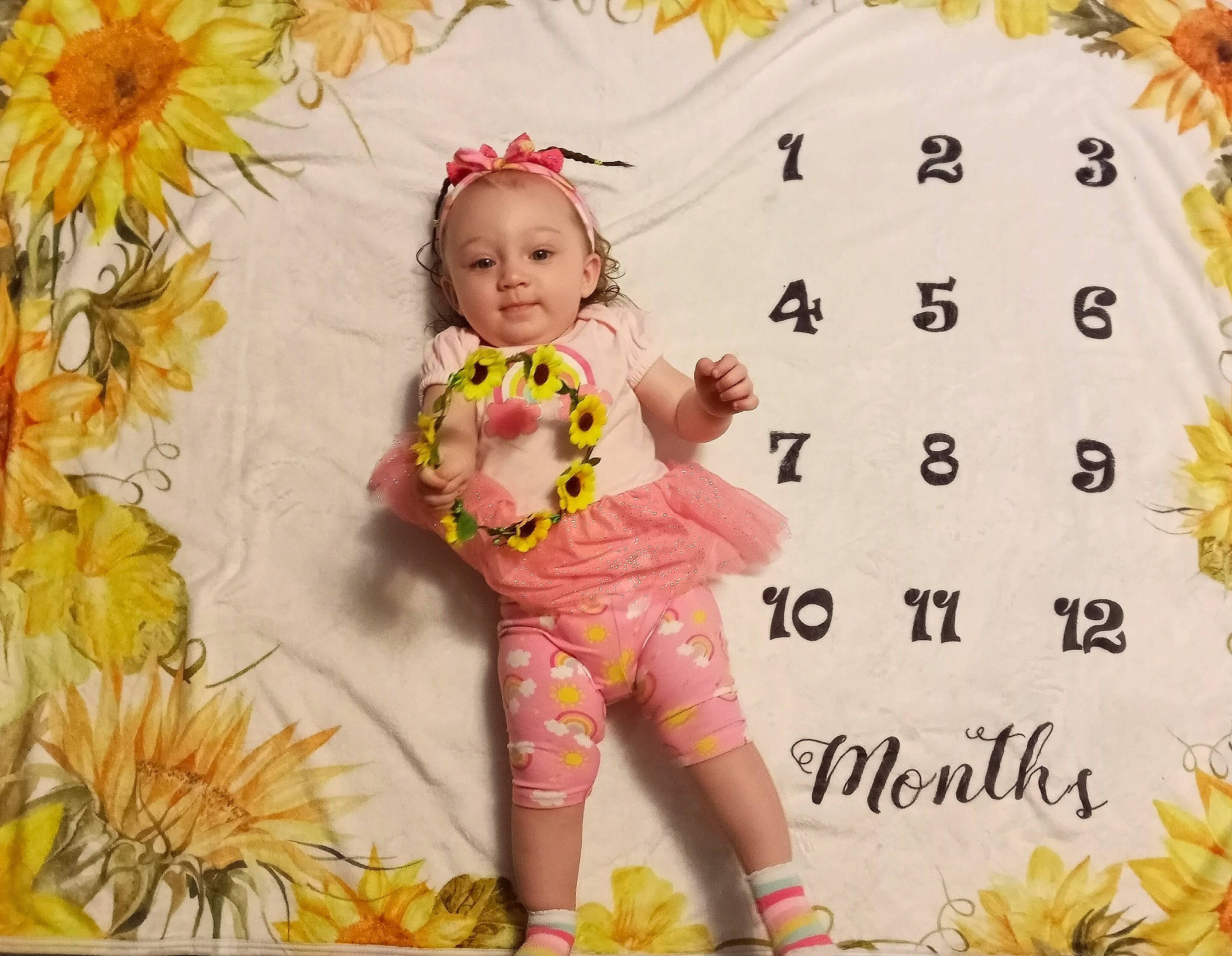 Ariah joined the competition — help win amazing prizes! baby, baby_toddler_clothing, cheek, child, cut_flowers, font, grass, happy, orange, pattern, peach, people_in_nature, person, petal, product, room, sitting, sleeve, textile, toddler