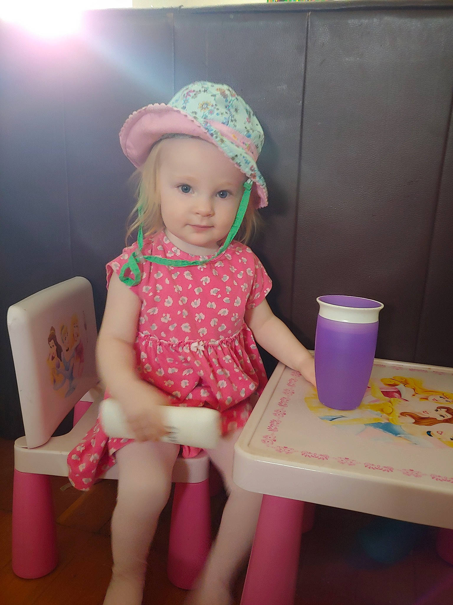 Kaida is registered to the contest to win money with this photo: blond, child, doll, dress, head, headgear, person, pink, sitting, skin, toddler, toy