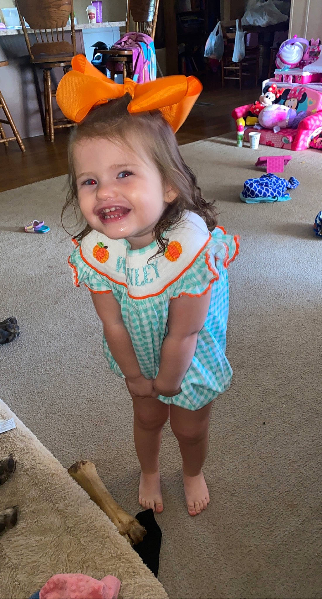 Wrenley is registered to the contest to win money with this photo: chair, child, costume, costume_hat, event, flooring, fun, happy, iris, joy, leisure, person, photograph, pink, sandal, shoe, skin, smile, snapshot, thigh