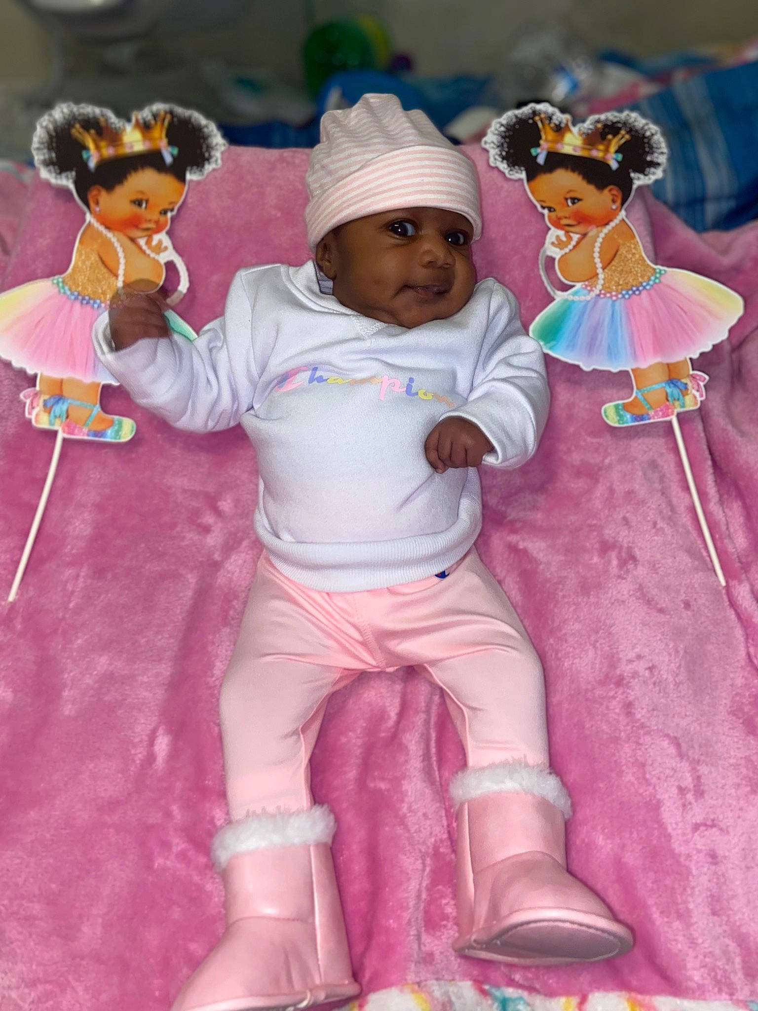 Keyonnah joined the competition — help win amazing prizes! action_figure, animation, art, child, costume, doll, entertainment, event, fictional_character, figurine, fun, happy, headwear, interaction, leisure, person, pink, play, purple, recreation