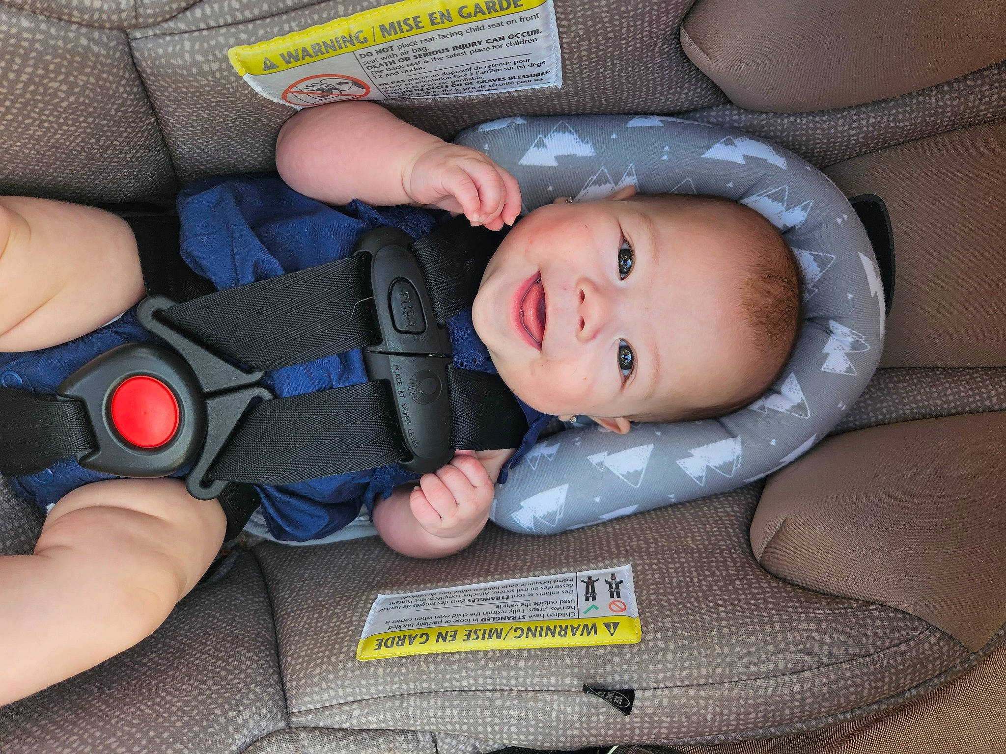 Kyleigh is registered to the contest to win money with this photo: auto_part, baby, baby_carriage, baby_in_car_seat, baby_products, baby_sleeping, baby_toddler_clothing, car_seat, child, comfort, electric_blue, finger, hand, mouth, nail, person, product, sitting, smile, thumb