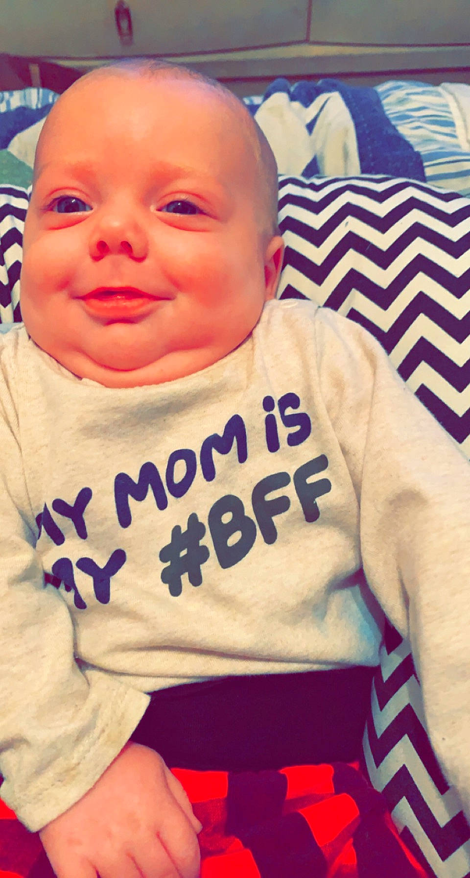 Brentlee joined the competition — help win amazing prizes! baby, baby_toddler_clothing, blue, cheek, chin, eye, eyebrow, face, forehead, gesture, happy, head, joy, mouth, muscle, neck, nose, person, product, sleeve
