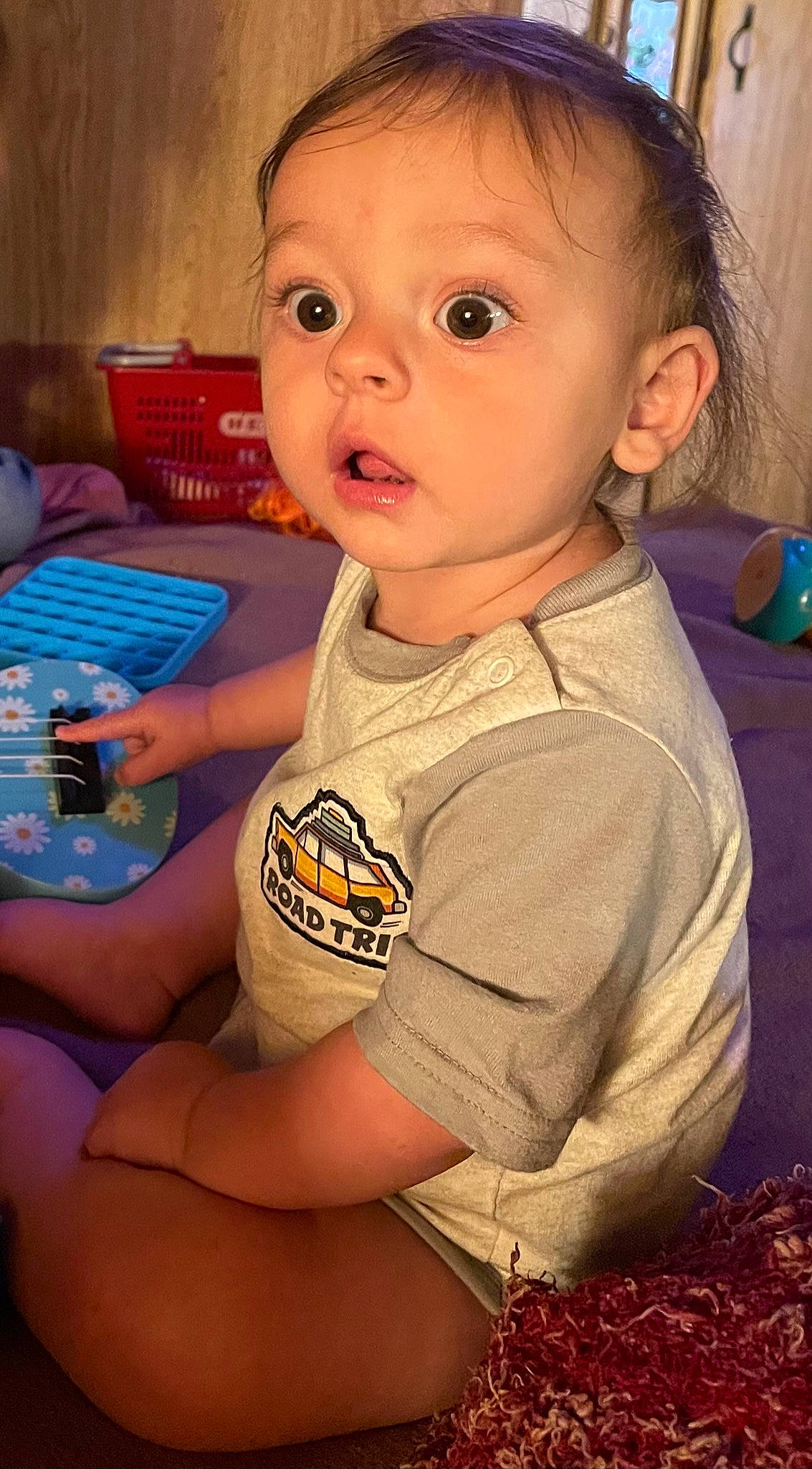 Callen joined the competition — help win amazing prizes! baby, baby_toddler_clothing, blue, cheek, child, ear, eyebrow, eyelash, finger, fun, hairstyle, happy, human_body, iris, mouth, nose, person, skin, sleeve, surprise
