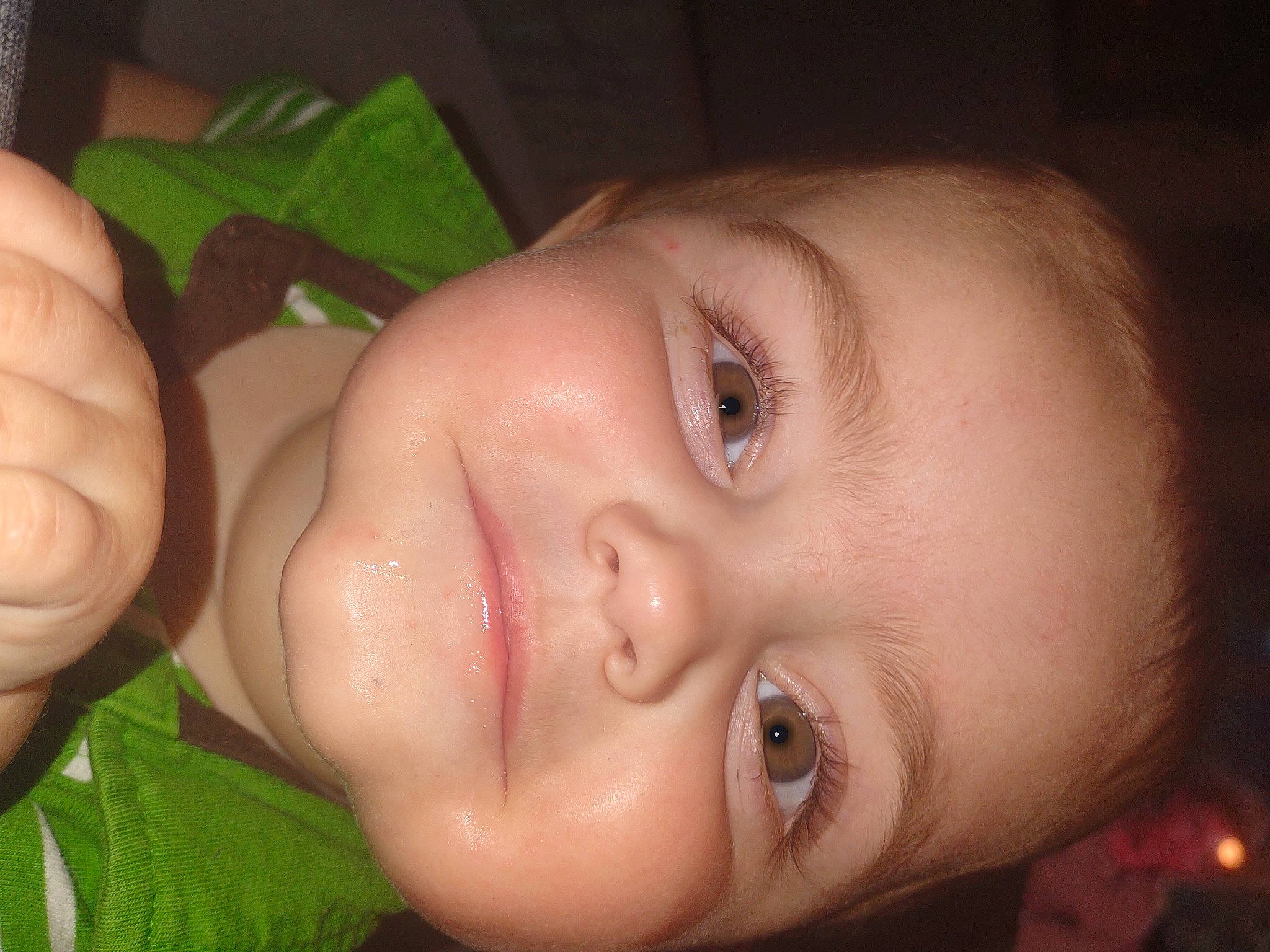 Loki is registered to the contest to win money with this photo: baby, cheek, chest, child, chin, close_up, ear, eyelash, face, finger, fun, gesture, hand, lip, mouth, nail, nose, person, skin, thumb