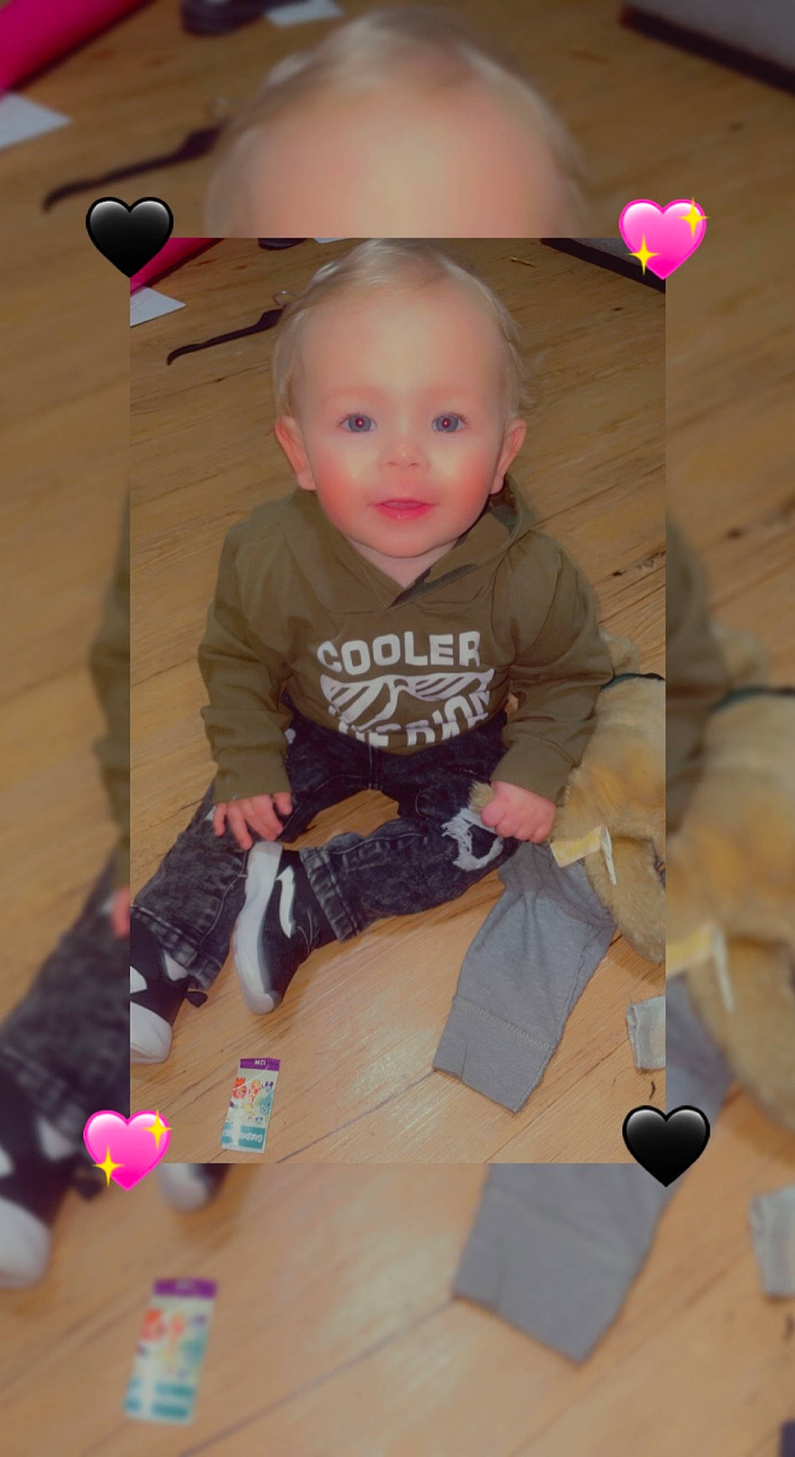 Lennox is registered to the contest to win money with this photo: baby, baby_toddler_clothing, chair, cheek, child, floor, flooring, fun, pattern, person, pink, play, room, shorts, sitting, sleeve, smile, sock, t_shirt, toddler