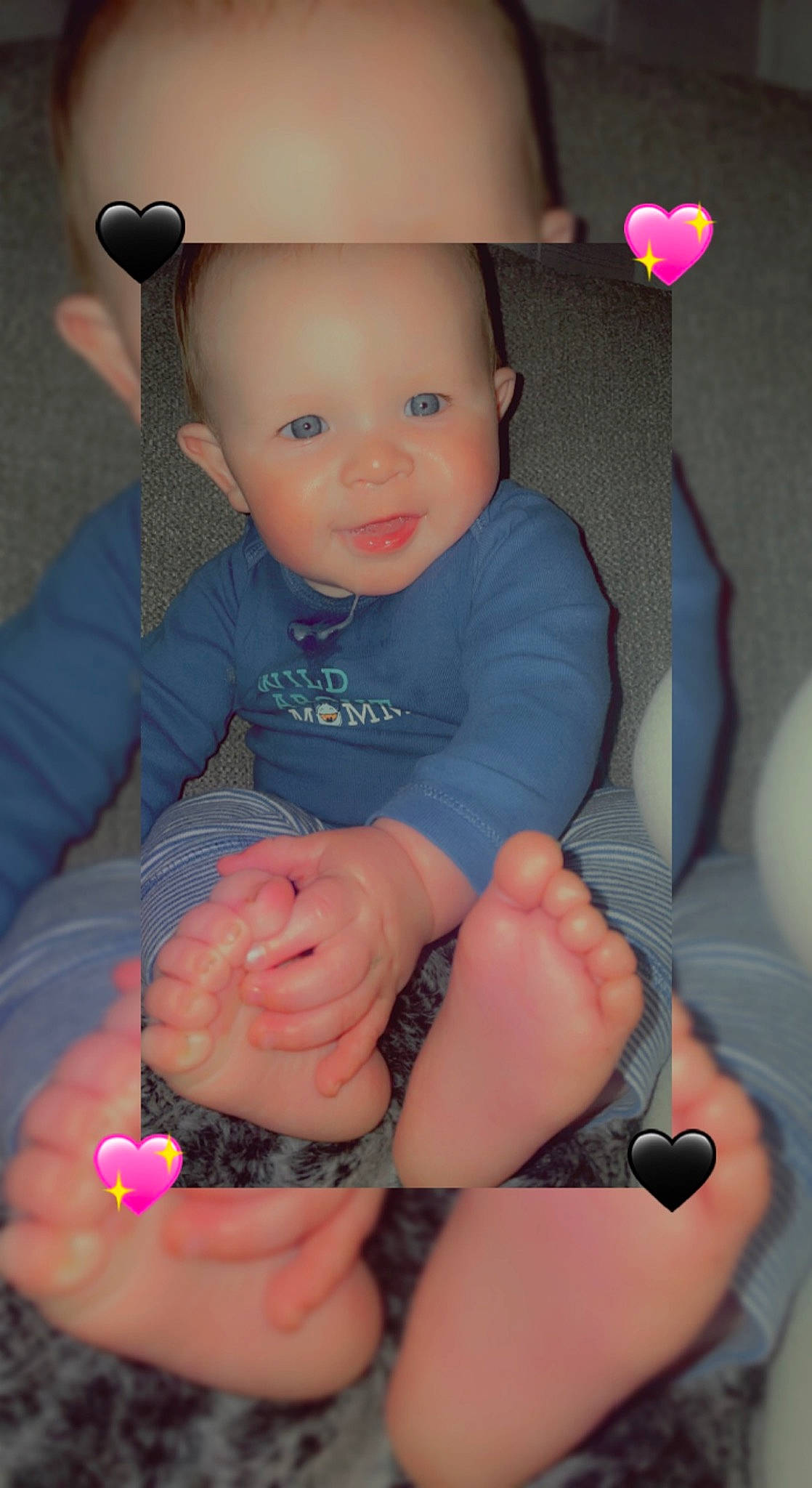 Lennox joined the competition — help win amazing prizes! arm, baby_toddler_clothing, cheek, comfort, eye, facial_expression, finger, hairstyle, hand, human_body, iris, leg, light, mouth, organ, person, product, purple, skin, smile