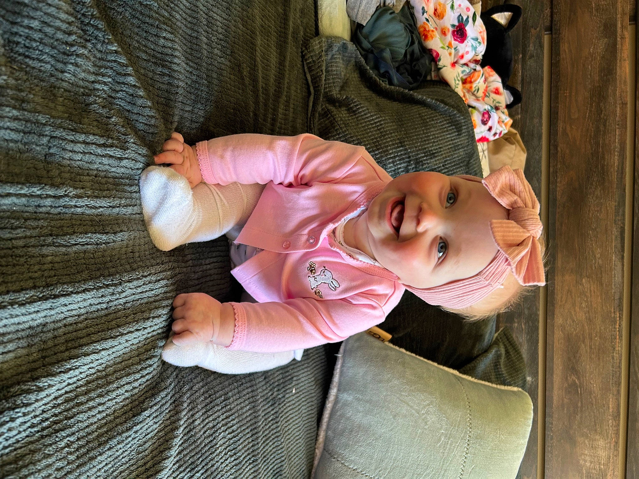 Elise joined the competition — help win amazing prizes! baby, baby_products, baby_toddler_clothing, cheek, child, comfort, joy, person, rose, sitting, skin, sleeve, smile, toddler, tree, wood