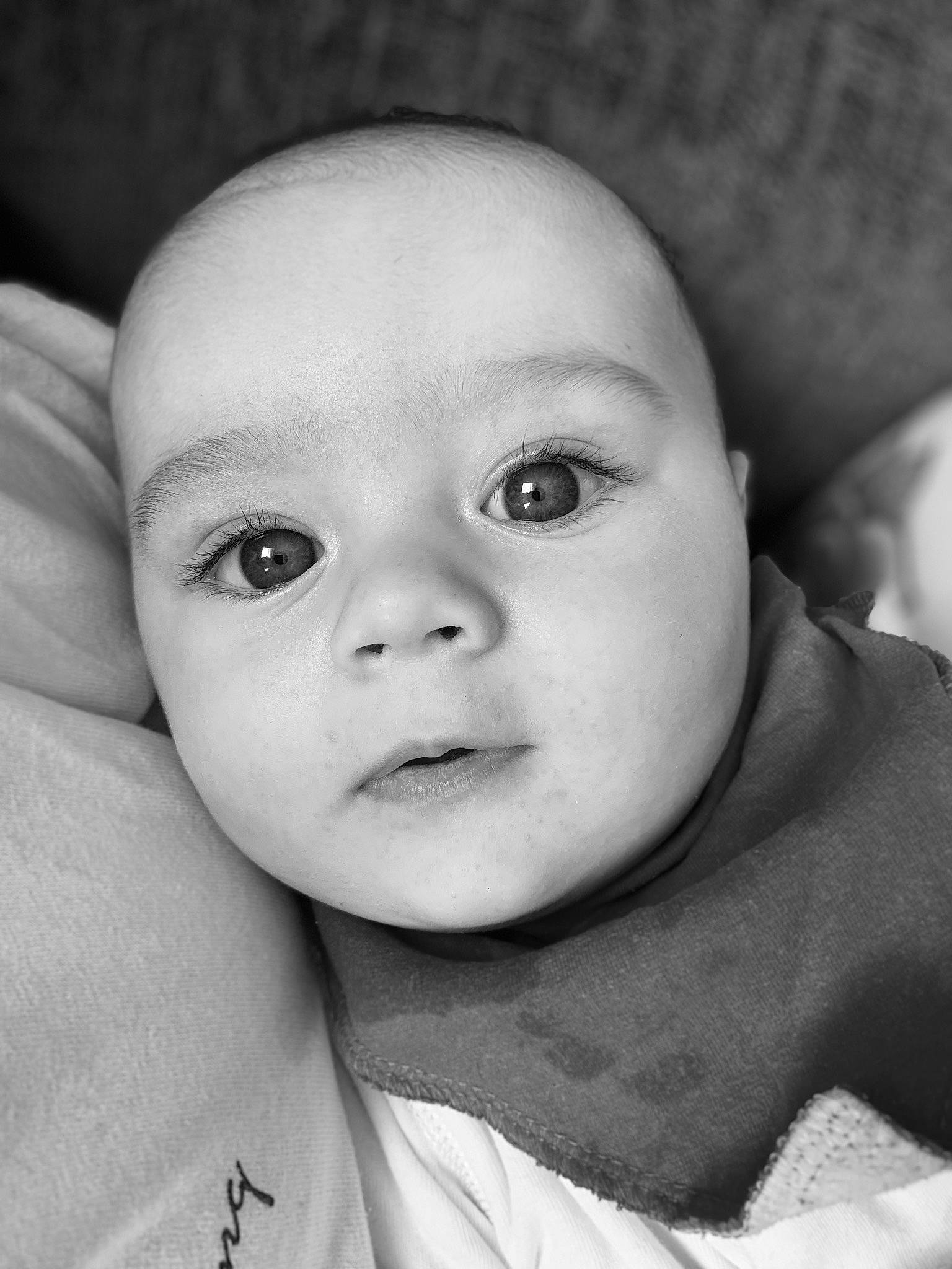 Noah James joined the competition — help win amazing prizes! baby, beauty, black_and_white, cheek, child, chin, close_up, eye, eyebrow, face, forehead, head, iris, lip, monochrome, nose, person, photograph, skin, toddler