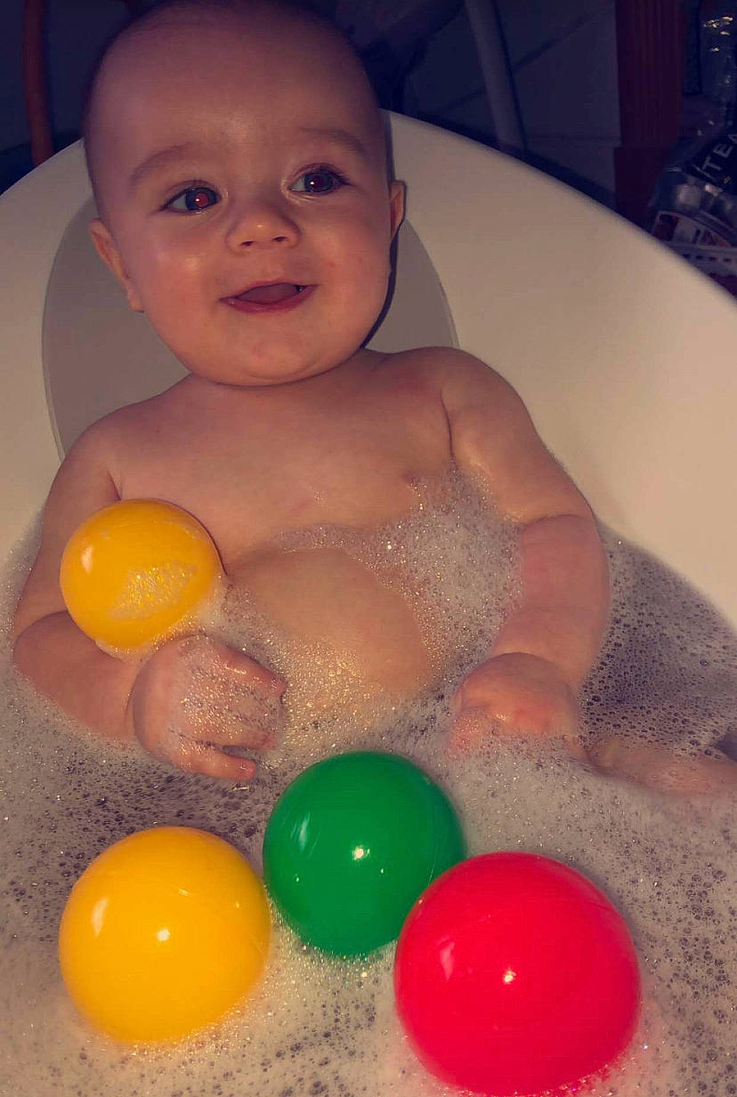 Noah James is registered to the contest to win money with this photo: baby, ball, ball_pit, bathing, child, fun, person, play, smile, toddler, toy