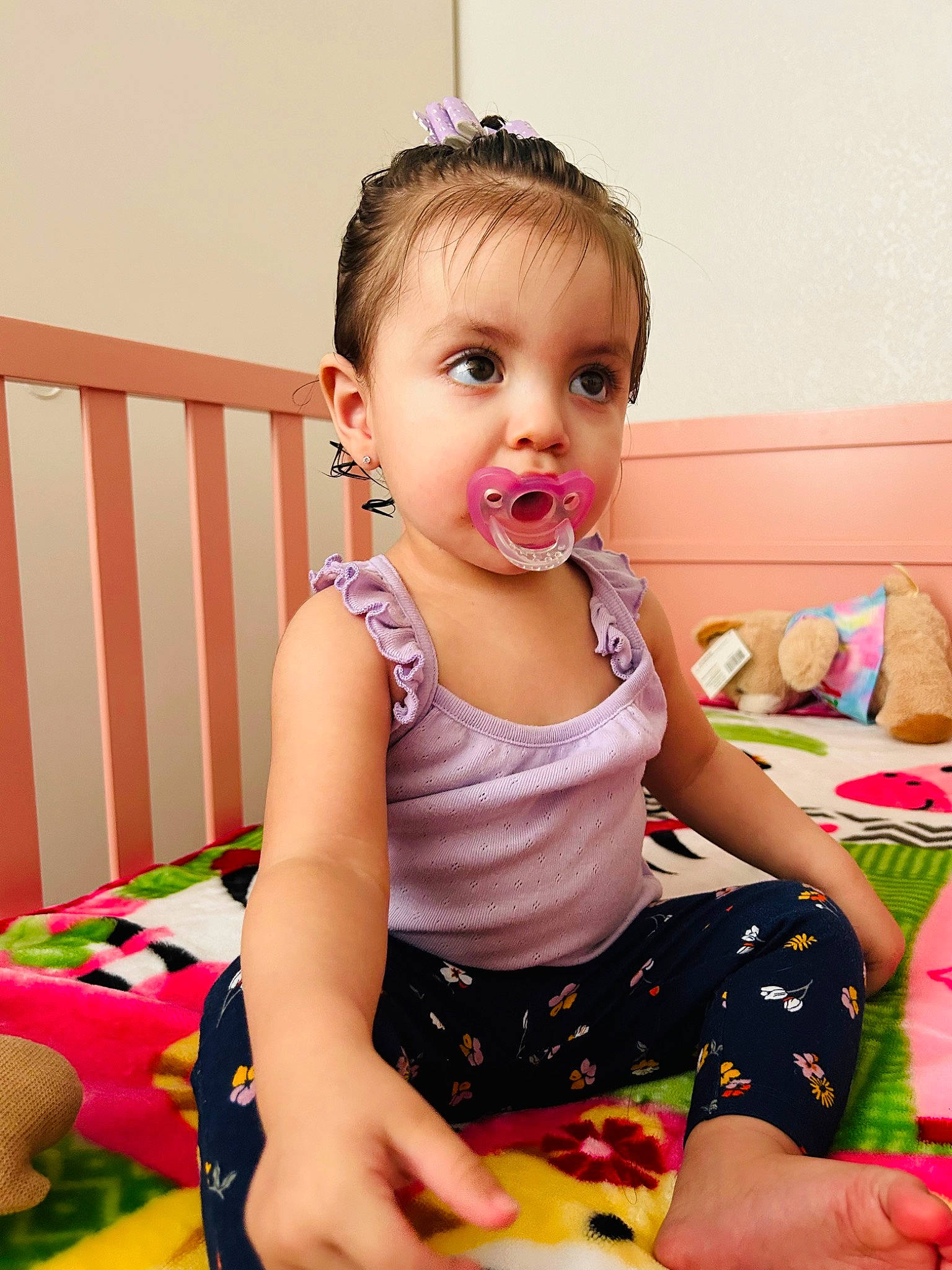 Isabella joined the competition — help win amazing prizes! baby, baby_playing_with_toys, baby_toddler_clothing, cheek, child, eyelash, facial_expression, finger, fun, happy, jewellery, magenta, pattern, person, pink, play, sitting, skin, sleeve, sweetness