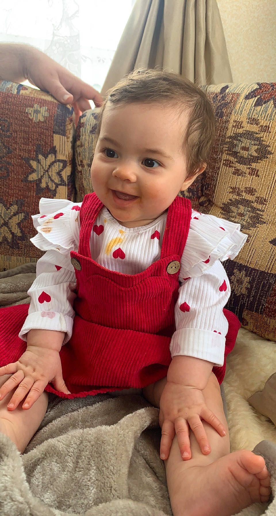 Isla-mae joined the competition — help win amazing prizes! baby_toddler_clothing, cheek, child, dress, eye, hair, happy, lap, leg, lip, outerwear, pattern, person, pink, product, skin, sleeve, smile, thigh, toddler