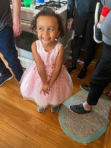 Azari joined the competition — help win amazing prizes! baby_toddler_clothing, child, dress, event, fashion, floor, flooring, fun, happy, hardwood, human_leg, joy, leg, person, shoe, skin, smile, sneakers, standing, toddler