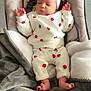 Ahezya participe au concours pour gagner de l'argent avec cette photo : baby, infant, child, baby_seat, blanket, headband, bow, clothing, red_apples, feet, hands, face, indoor, soft_texture, comfortable, resting, cute, warm, toddler, portrait