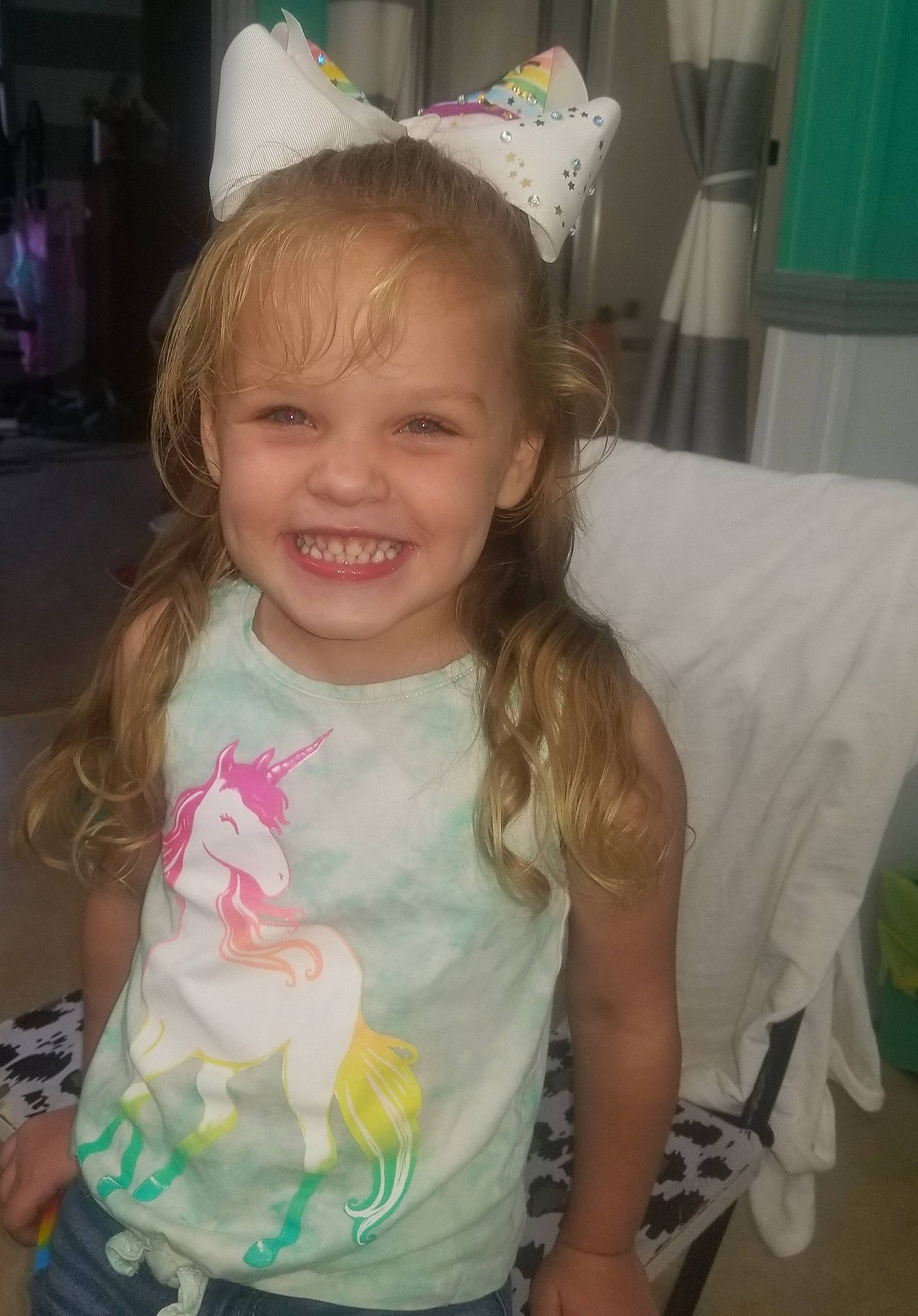 Addyson joined the competition — help win amazing prizes! baby_toddler_clothing, cheek, chin, eye, eyebrow, face, hair, happy, head, headpiece, iris, joy, party_hat, person, pink, skin, sleeve, smile, t_shirt, textile