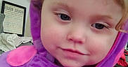 Kinleigh joined the competition — help win amazing prizes! casual, child, closeup, clothing, cozy, curly_hair, cute, expression, face, indoors, motivation_poster, person, pink_spots, portrait, purple_hoodie, smile, soft_fabric, toddler, warm, young