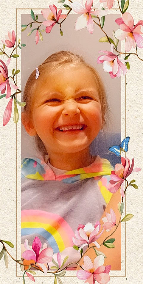 Alannah is registered to the contest to win money with this photo: art, baby, baby_laughing, baby_toddler_clothing, cheek, child, chin, event, facial_expression, flower, fun, happy, joy, laugh, lei, nose, person, petal, pink, smile