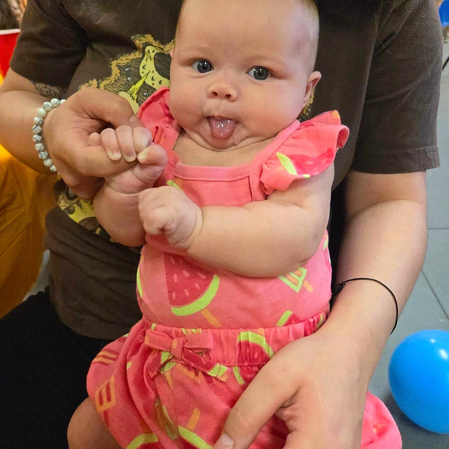 Vira is registered to the contest to win money with this photo: accessories, baby, bodypart, bracelet, clothing, dress, earring, face, happy, head, jewelry, laughing, mouth, necklace, person, photography, portrait, shorts, t_shirt, teeth