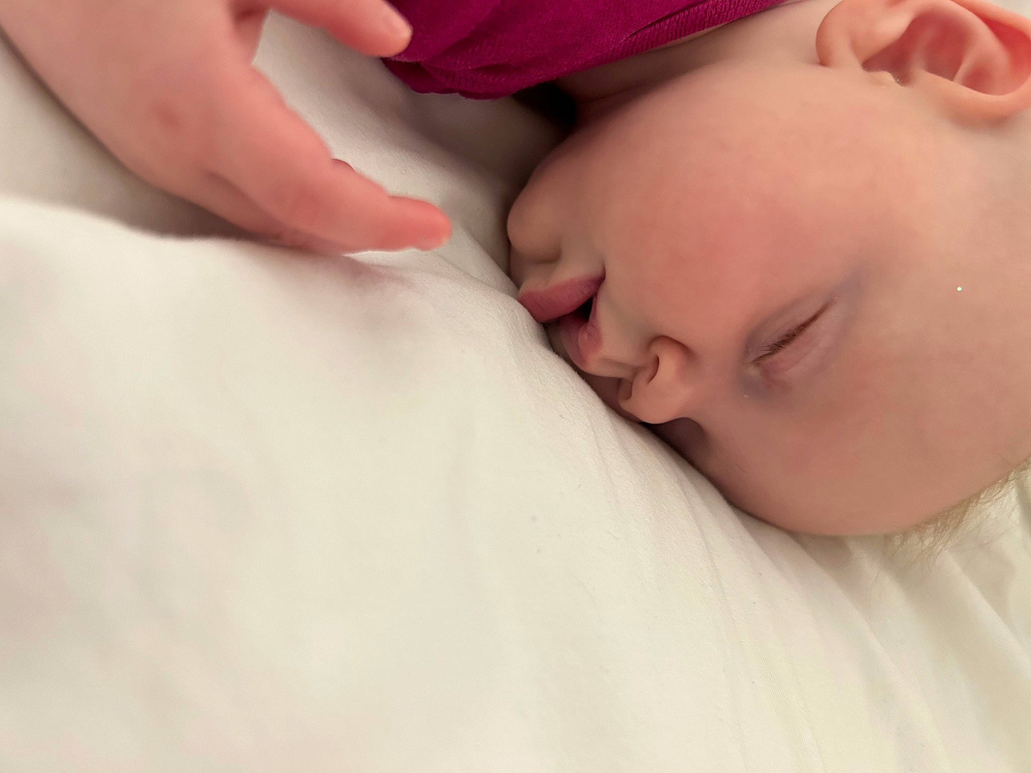Anayla joined the competition — help win amazing prizes! baby, baby_sleeping, baby_toddler_clothing, bedtime, cheek, child, comfort, eyelash, face, finger, gesture, hand, linens, lip, nail, nap, nose, person, skin, thumb