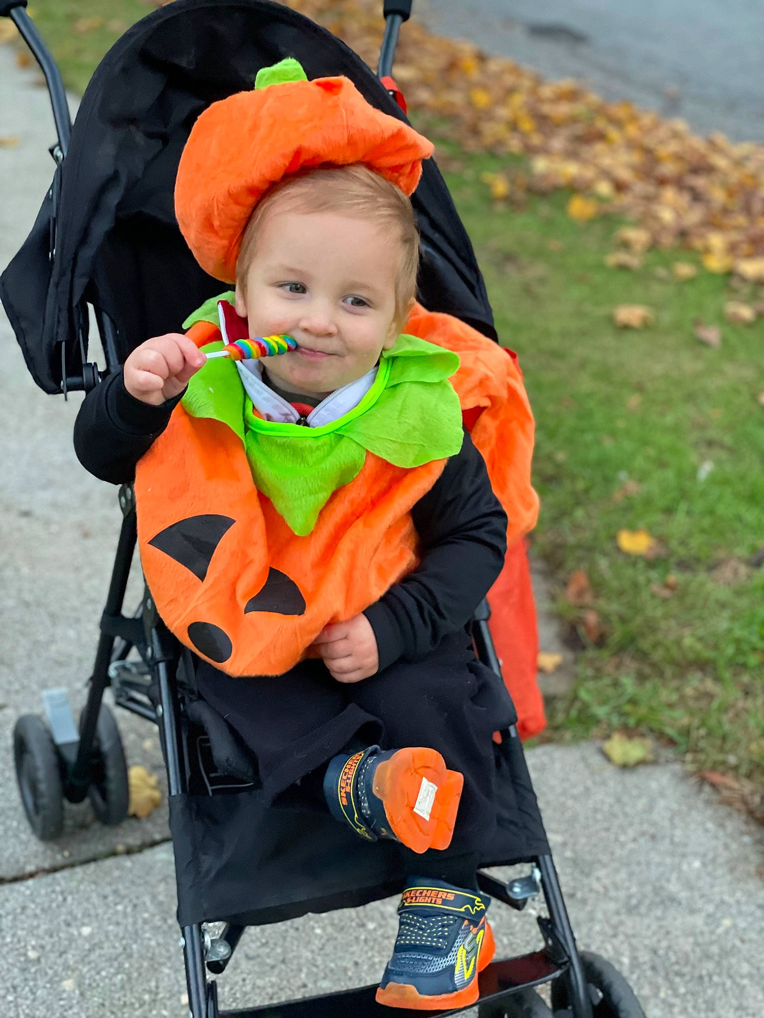 Kaiser joined the competition — help win amazing prizes! baby, baby_carriage, baby_products, baby_toddler_clothing, child, costume, eye, fashion_accessory, grass, happy, head, jacket, joy, orange, person, personal_protective_equipment, plant, recreation, smile, toddler
