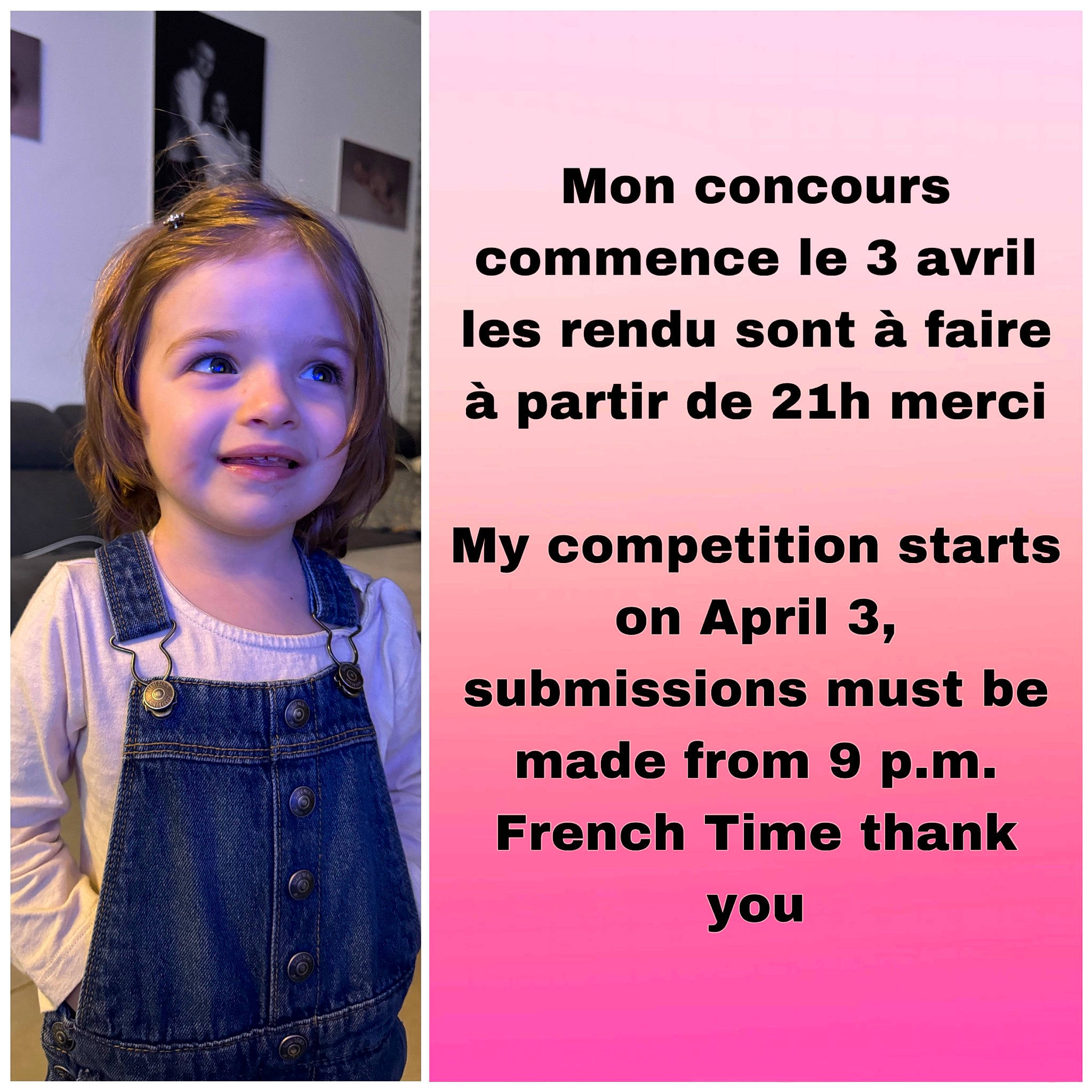 Clara participe au concours pour gagner de l'argent avec cette photo : baby_toddler_clothing, button, child, circle, denim, electric_blue, fashion_accessory, font, happy, joy, magenta, pattern, person, photo_caption, portrait_photography, purple, room, sleeve, smile, t_shirt