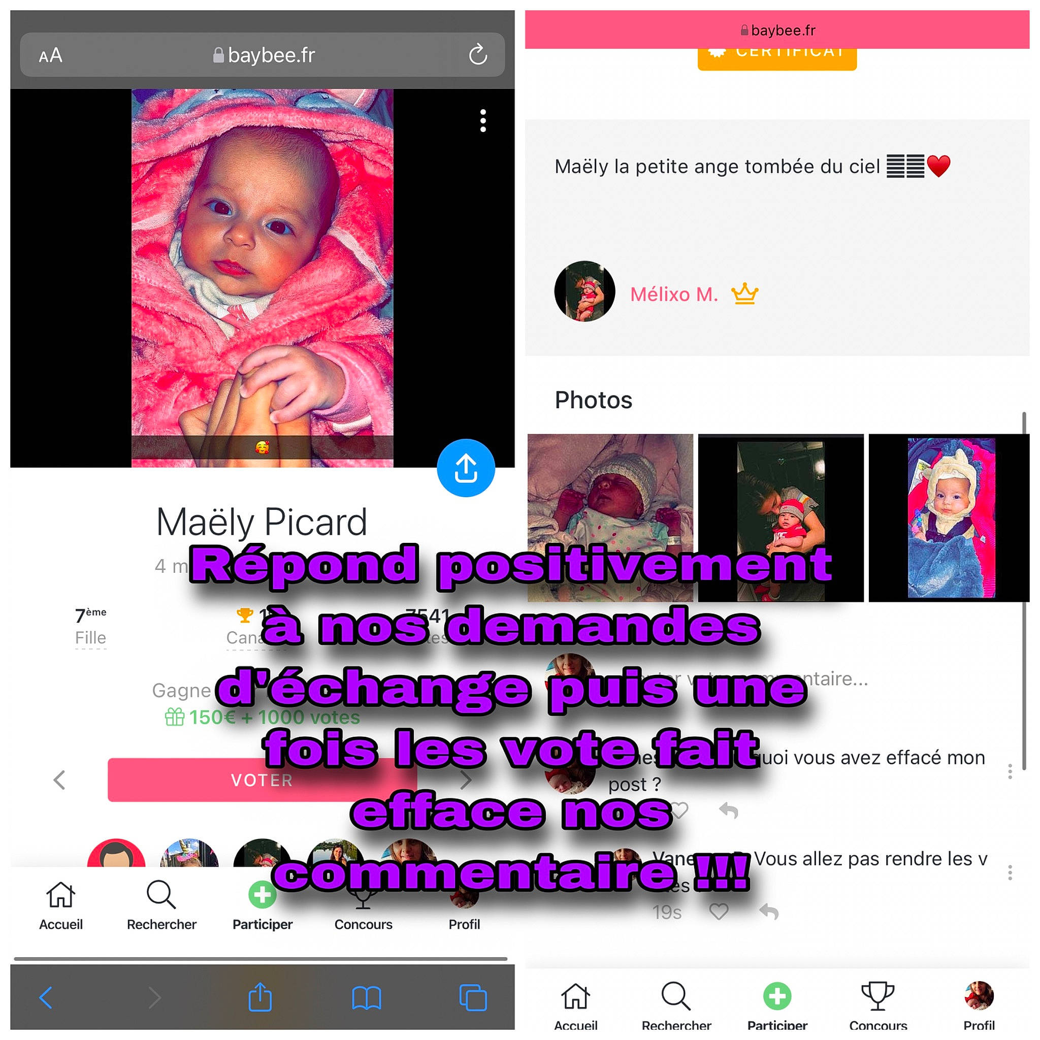 Clara participe au concours pour gagner de l'argent avec cette photo : advertising, baby, brand, font, graphic_design, graphics, happy, magenta, media, multimedia, online_advertising, person, pink, product, purple, screenshot, toddler, web_page