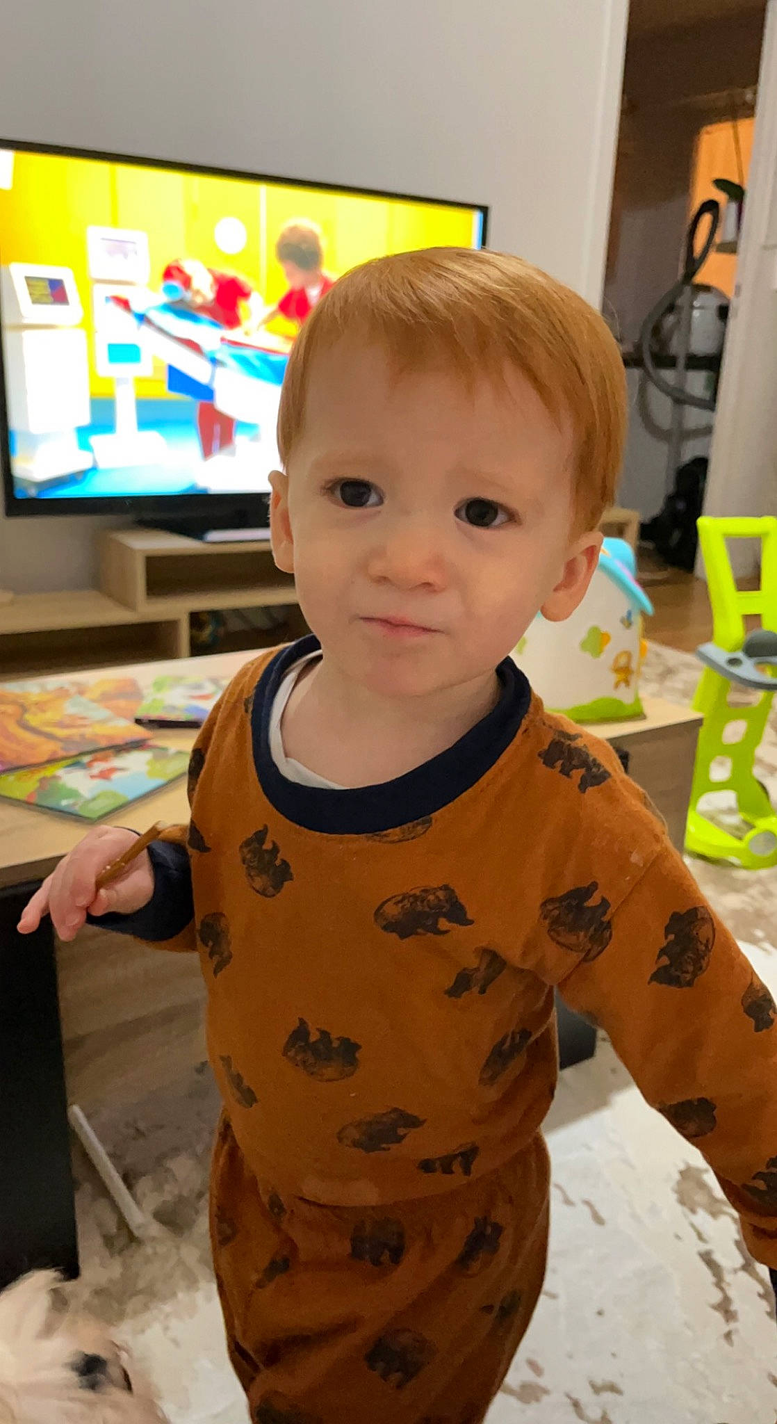 Nolann participe au concours pour gagner de l'argent avec cette photo : baby, baby_toddler_clothing, cheek, child, computer_monitor, display_device, face, fun, hairstyle, head, led_backlit_lcd_display, output_device, people, person, room, sleeve, snapshot, standing, t_shirt, toddler