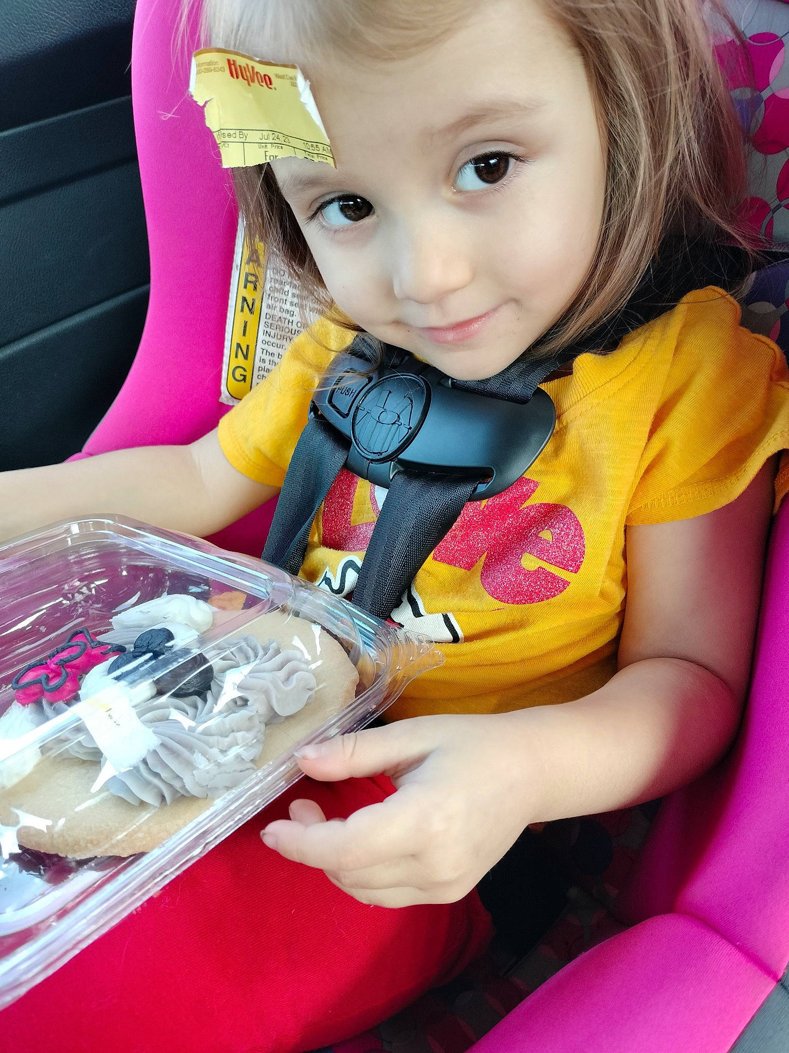 Skye joined the competition — help win amazing prizes! auto_part, automotive_design, automotive_lighting, baby_carriage, baby_products, baby_toddler_clothing, beauty, blond, car_seat, child, fun, happy, human_body, motor_vehicle, person, pink, skin, smile, steering_wheel, toddler