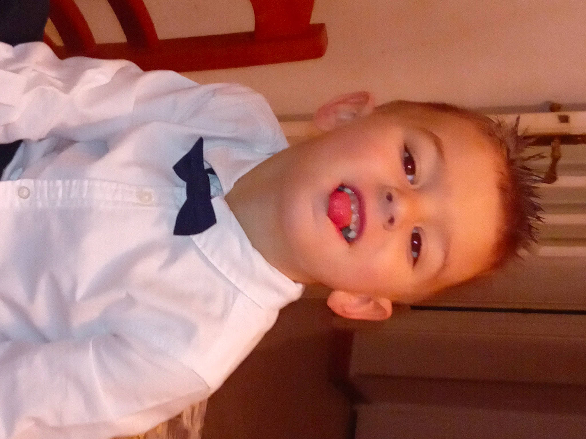 Mylann participe au concours pour gagner de l'argent avec cette photo : baby_toddler_clothing, cheek, chin, dress, eyebrow, eyelash, flash_photography, happy, human_body, lip, mouth, neck, nose, person, shoulder, skin, sleeve, smile, toddler, white