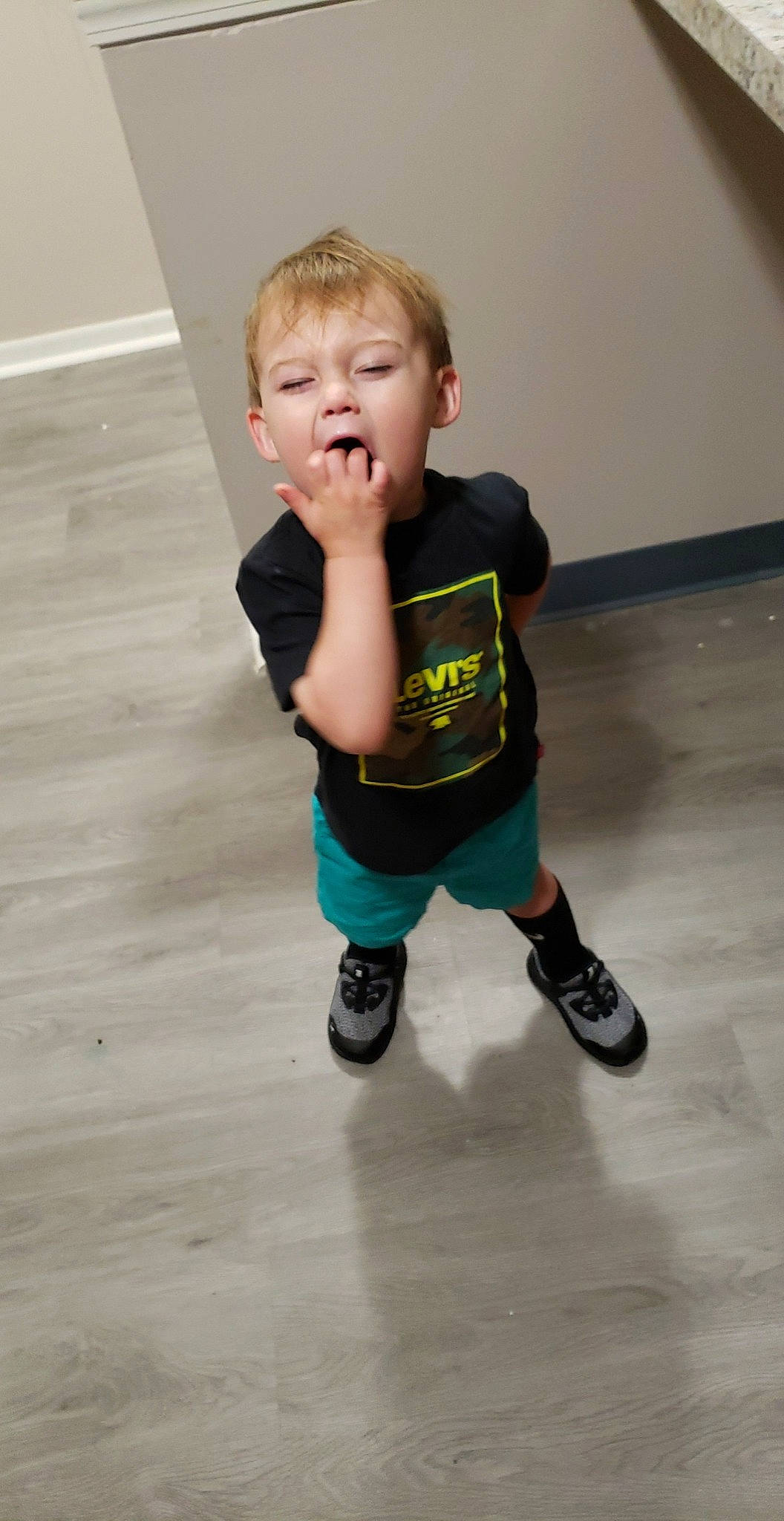 Arrow joined the competition — help win amazing prizes! baby, baby_toddler_clothing, child, floor, flooring, fun, happy, hardwood, human_leg, knee, leg, outdoor_shoe, person, play, sleeve, sock, sportswear, t_shirt, toddler, walking_shoe