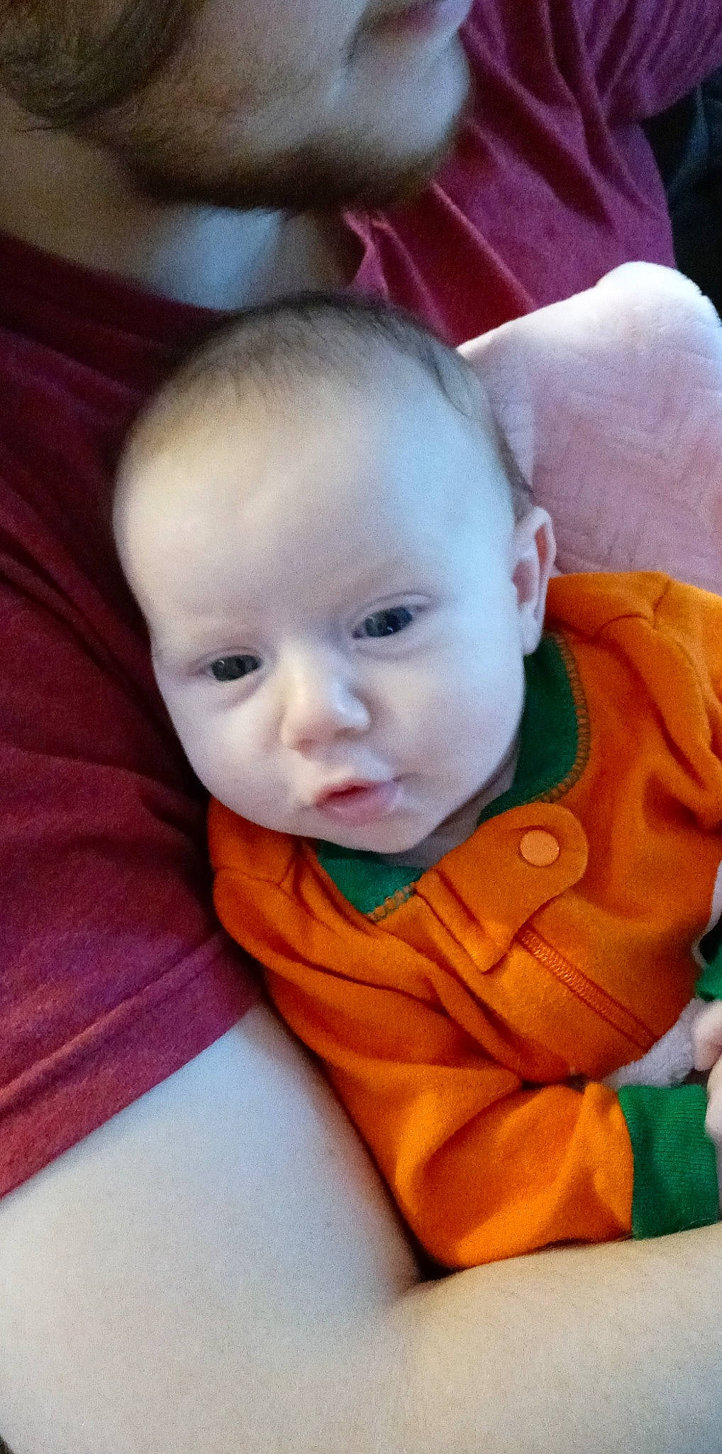 Laura is registered to the contest to win money with this photo: baby, baby_toddler_clothing, cheek, child, chin, comfort, eye, eyebrow, facial_expression, happy, head, iris, lip, mouth, nose, outerwear, person, skin, sleeve, textile