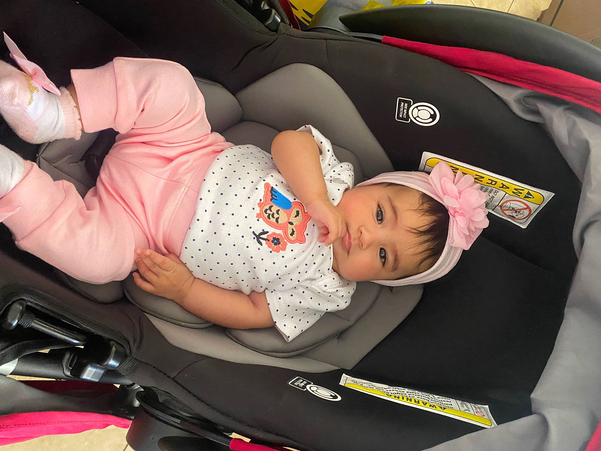 Sandra Sierra is registered to the contest to win money with this photo: auto_part, automotive_design, automotive_exterior, baby, baby_carriage, baby_in_car_seat, baby_products, car_seat, child, comfort, family_car, finger, lap, luxury_vehicle, motor_vehicle, person, product, thigh, toddler, vehicle