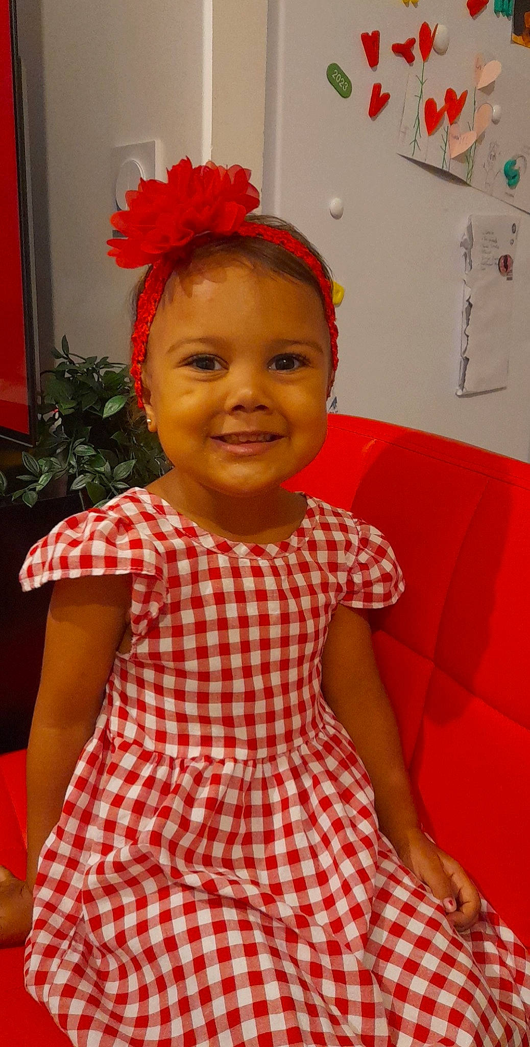 Arya participe au concours pour gagner de l'argent avec cette photo : baby_toddler_clothing, beauty, cheek, child, dress, eye, fashion, fun, hairstyle, happy, headpiece, joy, lip, one_piece_garment, pattern, person, pink, plant, red, skin