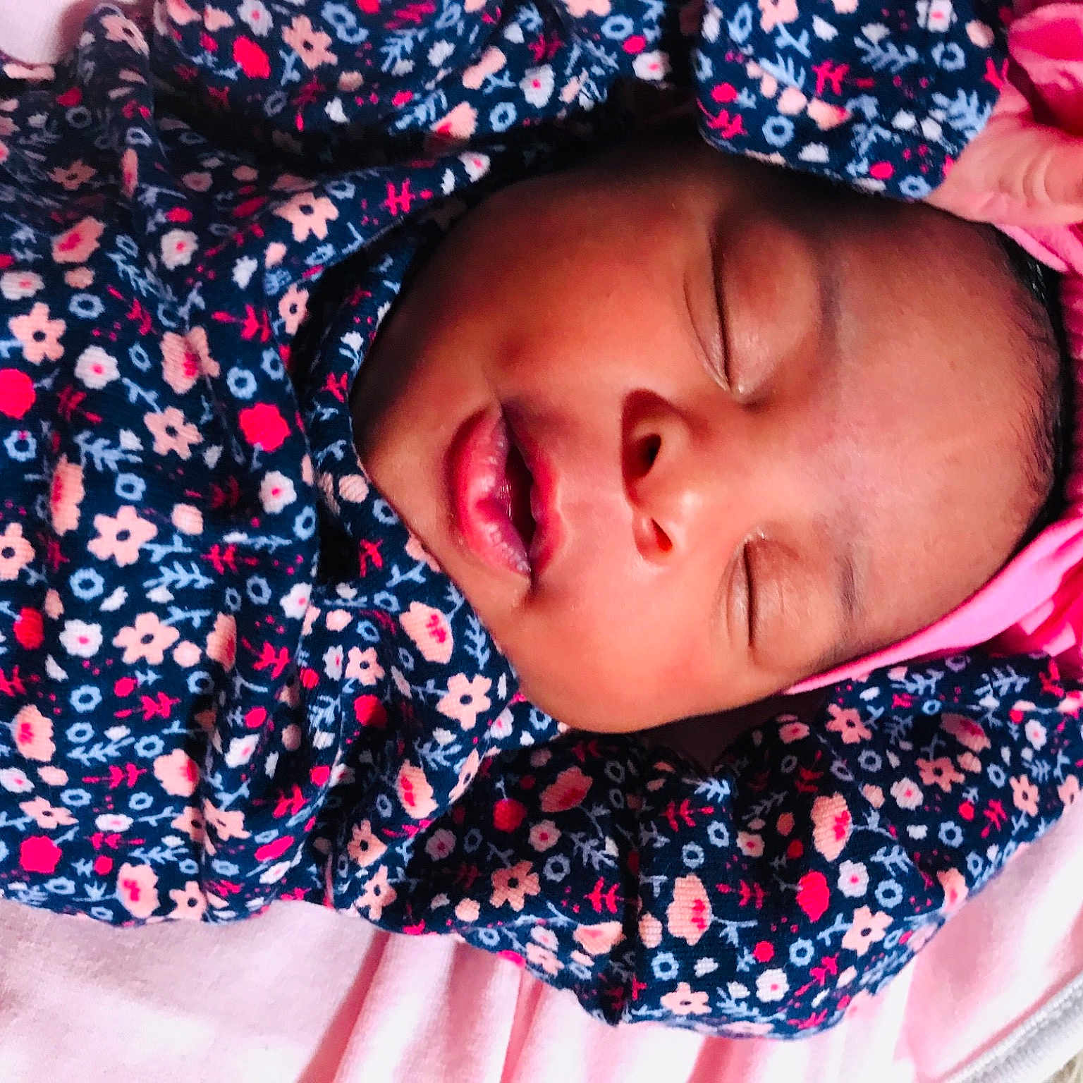 Aubrey joined the competition — help win amazing prizes! baby, baby_sleeping, bedtime, cheek, child, hair_accessory, head, headgear, lip, mouth, nap, pattern, photography, pink, skin, sleep, toddler
