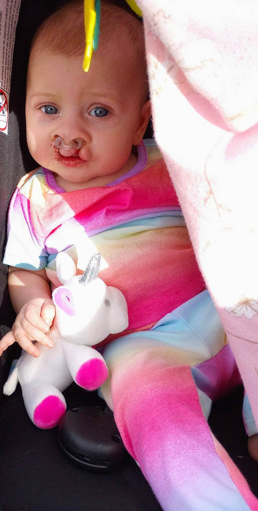 Denaleigh Lane Foor joined the competition — help win amazing prizes! baby, baby_in_car_seat, baby_toddler_clothing, cheek, child, comfort, eyelash, gesture, happy, iris, lip, magenta, mouth, nail, person, pink, skin, sleeve, smile, textile