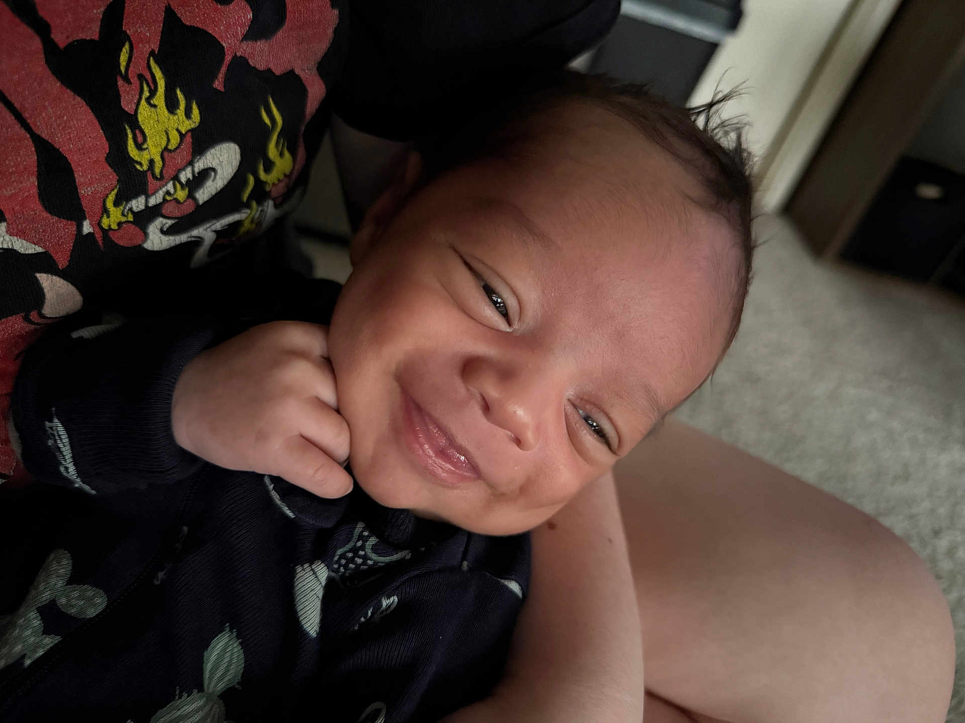 Keelynn joined the competition — help win amazing prizes! arm, baby, carpet, closeup, clothing, cute, expression, face, hand, happy, human, indoor, infant, person, portrait, sitting, skin, smiling, toddler, young