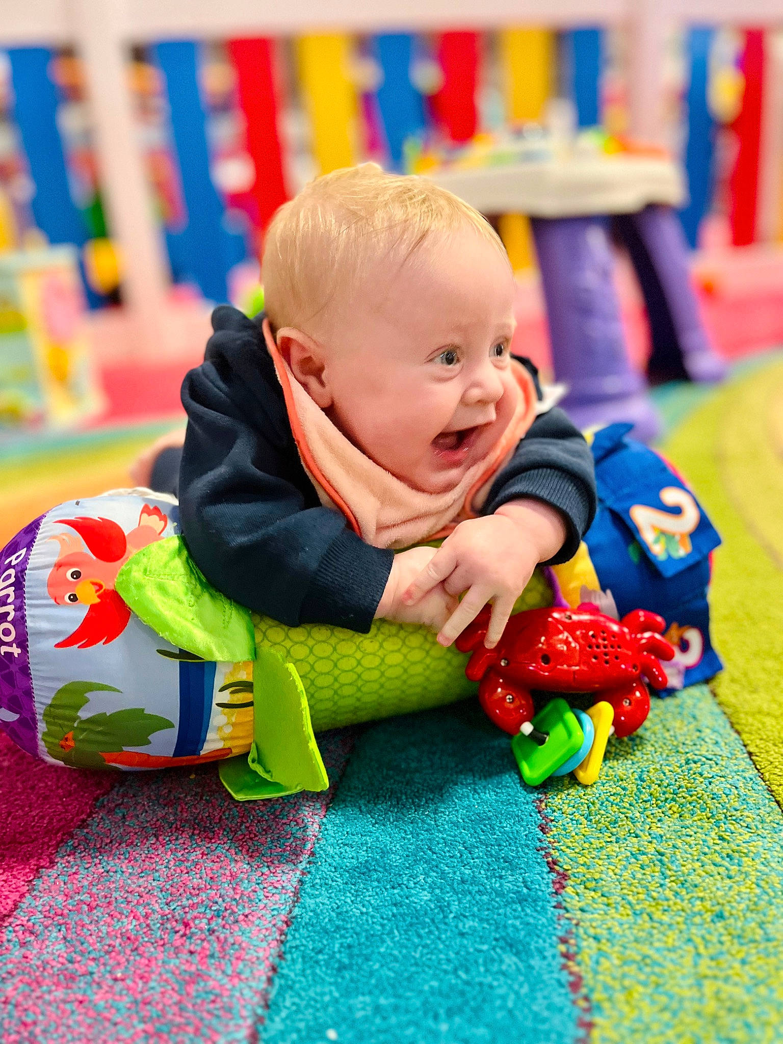 Lilley-grace joined the competition — help win amazing prizes! baby, baby_playing_with_toys, baby_toddler_clothing, child, crawling, event, flooring, fun, grass, happy, leisure, person, play, product, recreation, room, sitting, smile, toddler, toy