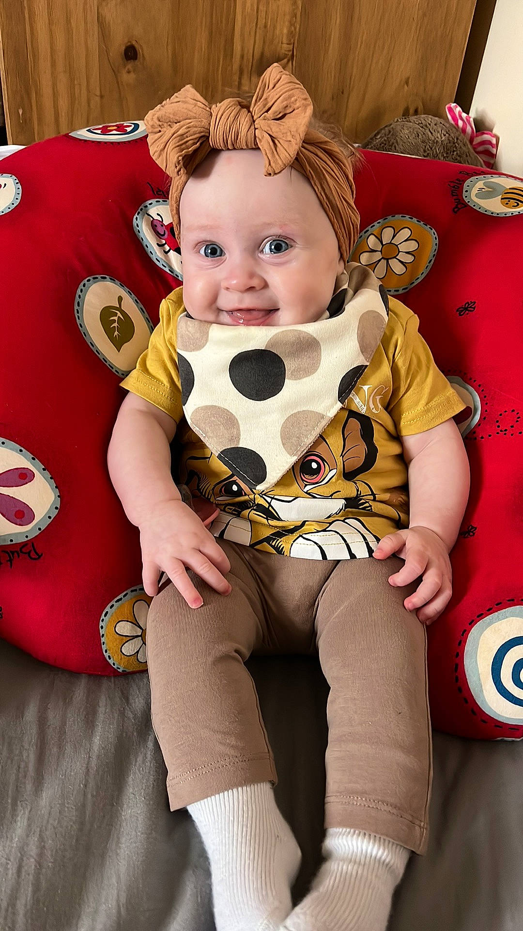 Lilley-grace joined the competition — help win amazing prizes! baby_toddler_clothing, blond, child, eye, face, fictional_character, hairstyle, happy, head, headgear, headwear, human_leg, knee, lap, pattern, person, sitting, sleeve, smile, stuffed_toy