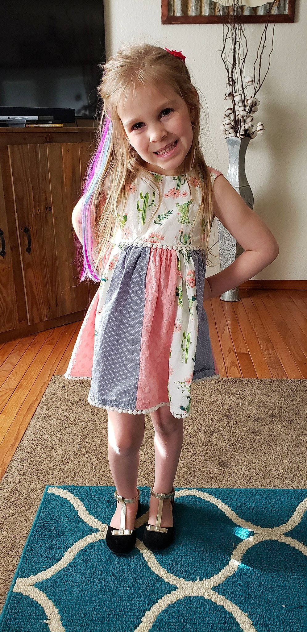 Bayleigh is registered to the contest to win money with this photo: child, child_model, clothing, day_dress, dress, joy, pattern, person, pink, sleeve, toddler