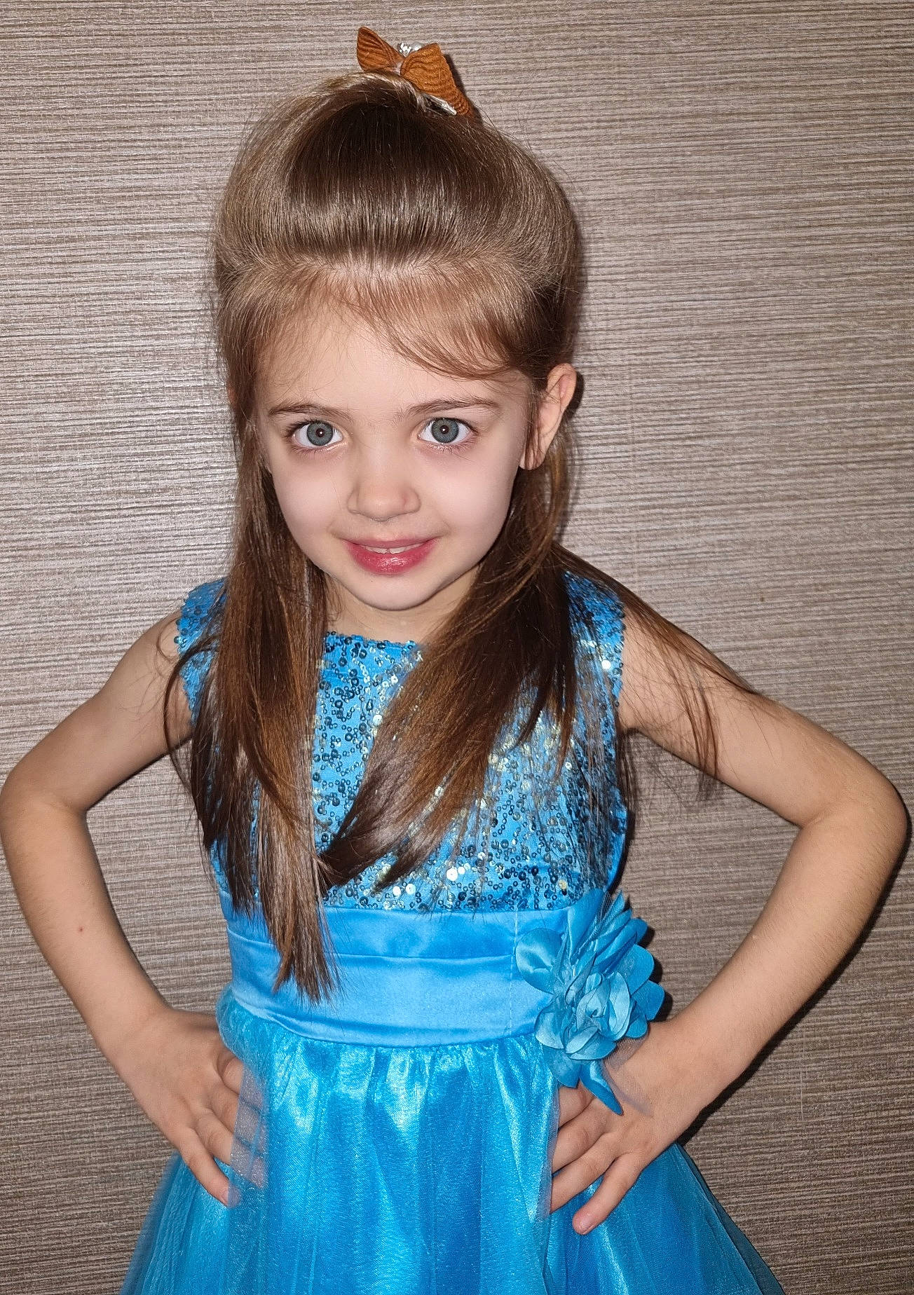 Caitlyn is registered to the contest to win money with this photo: beauty, blond, brown_hair, day_dress, electric_blue, eyelash, fashion_design, flash_photography, hair, happy, iris, jewellery, joy, long_hair, one_piece_garment, person, purple, sleeve, smile, toddler