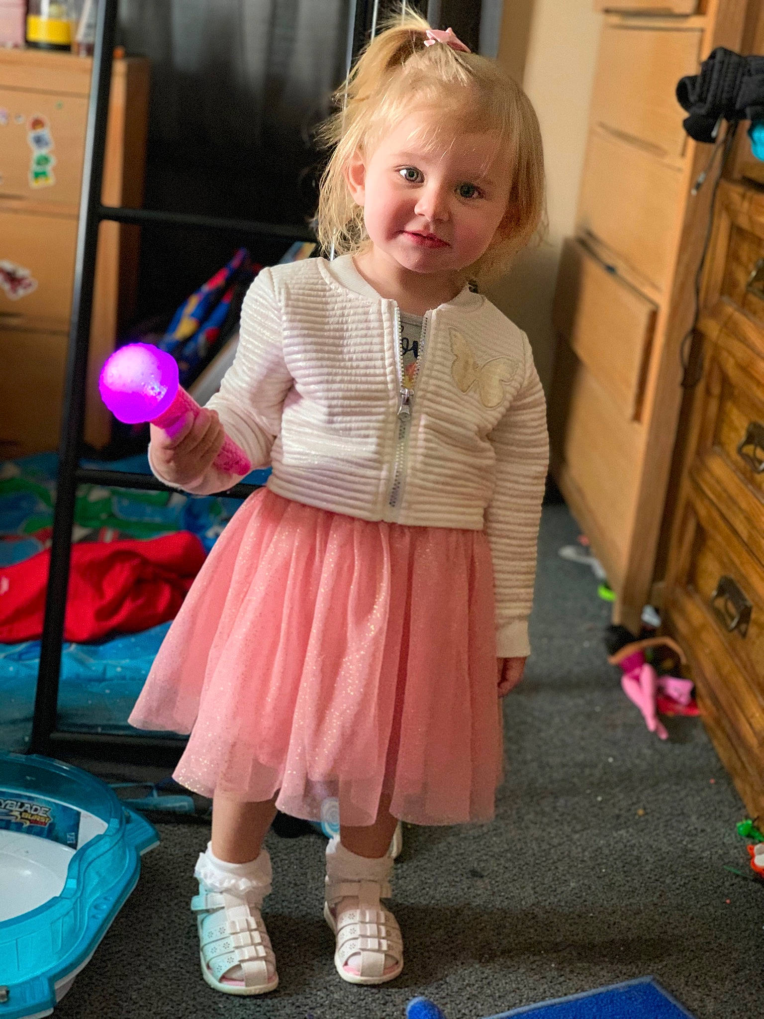 Jolee joined the competition — help win amazing prizes! baby_toddler_clothing, cabinetry, chest_of_drawers, child, drawer, floor, flooring, fun, hairstyle, joint, person, pink, play, product, purple, shoulder, snapshot, sock, standing, toddler