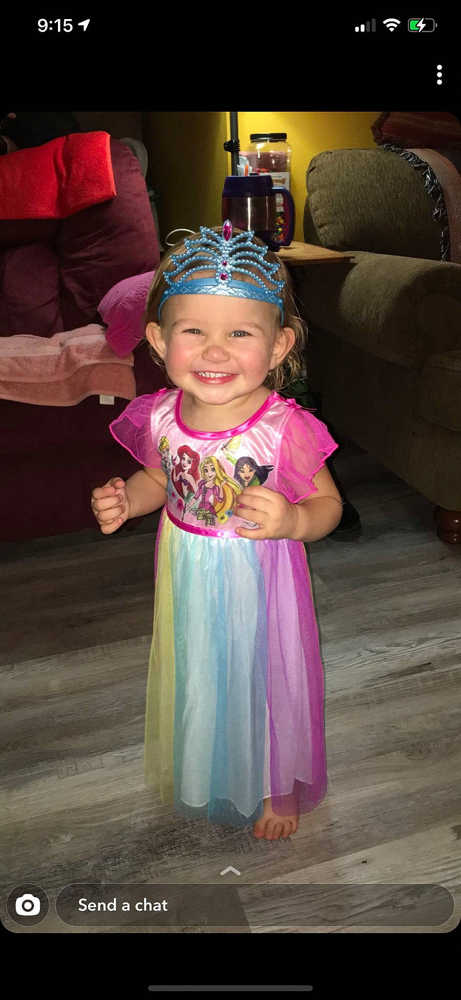 Jolee is registered to the contest to win money with this photo: baby, baby_toddler_clothing, child, costume, couch, entertainment, event, face, facial_expression, fashion_accessory, fun, happy, headwear, jewellery, joy, magenta, person, pink, purple, skin