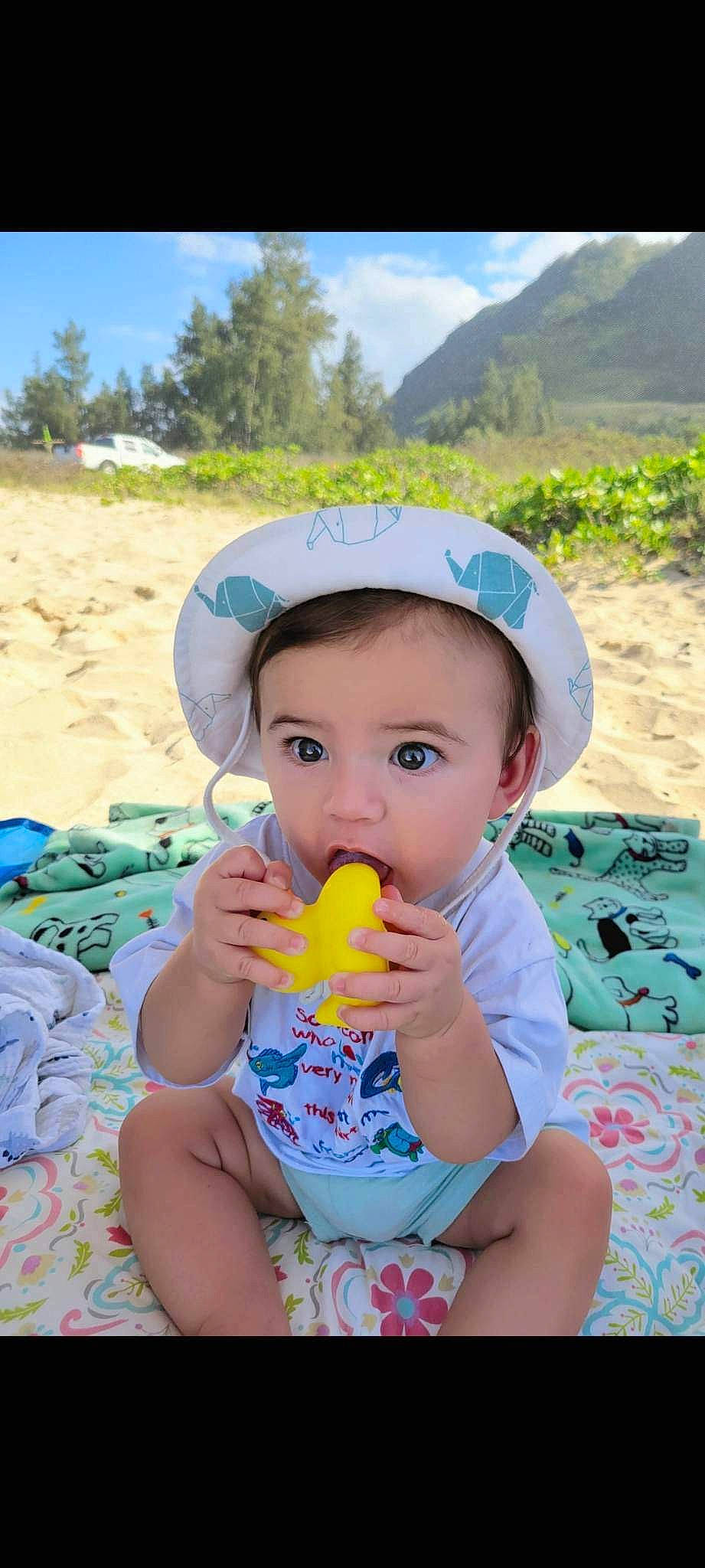 Mason is registered to the contest to win money with this photo: baby_toddler_clothing, baseball_cap, cap, child, fun, grass, happy, hat, headgear, leisure, people_in_nature, person, plant, recreation, skin, sky, summer, sun_hat, surprise, toddler